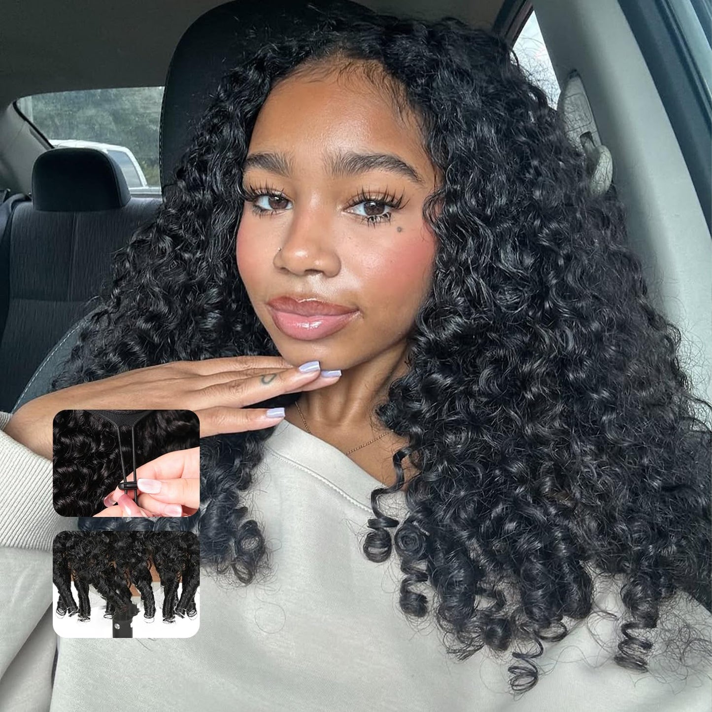 Burmese Curly Half Wig - 250% Density 100% Human Hair | Glueless 16 Inch for Black Women