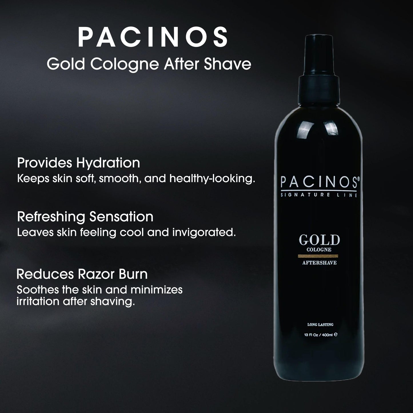 Pacinos Gold Cologne Aftershave - Refreshing Fragrance - Soothes Razor Burn - Hydrates Skin for a Smooth Finish - 100ml