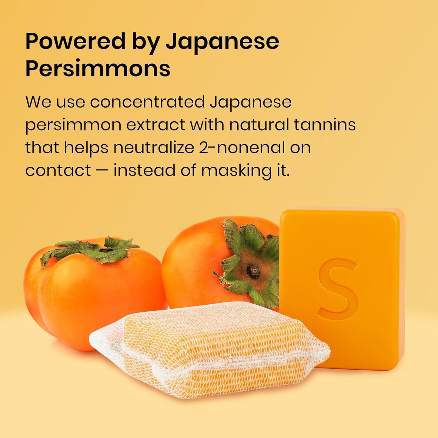 Japanese Persimmon Cleanser Bar - Natural Body Odor Solution | Organic Skin Care, 2-Pack Bundle