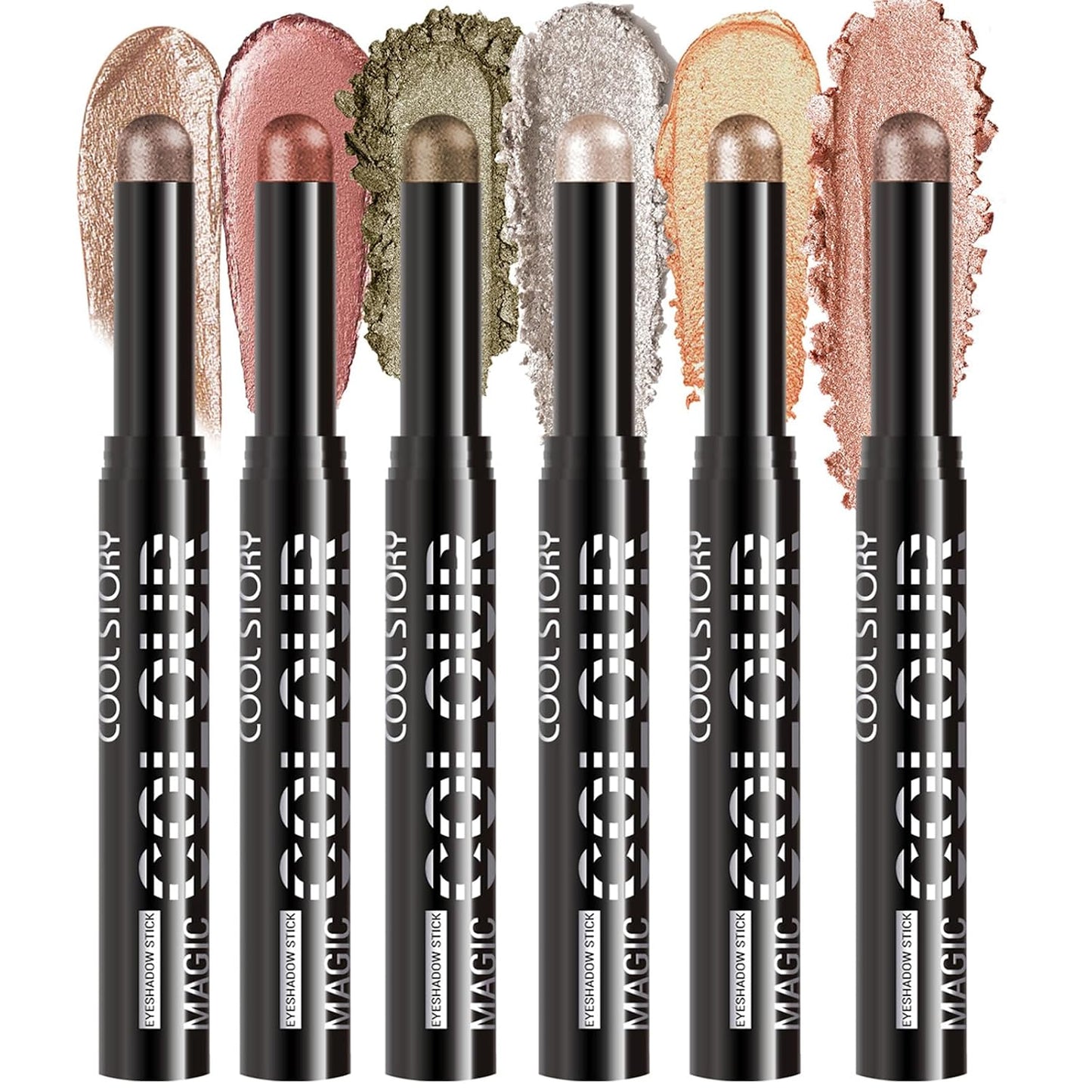 Neutral Eyeshadow Stick Combo Set - 6 Metallic Shades for Effortless Daily & Party Makeup | Long-Lasting, Waterproof