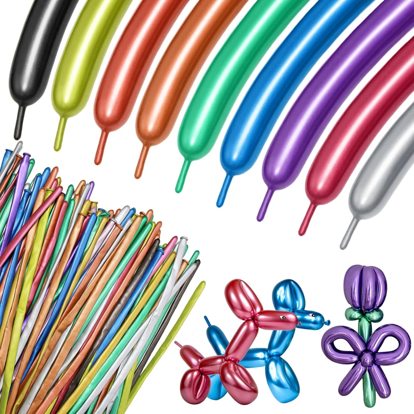 Clear 260 Balloons - Premium Long Skinny Latex Balloons for Animal Creations | 100 Pcs for Kids' Parties