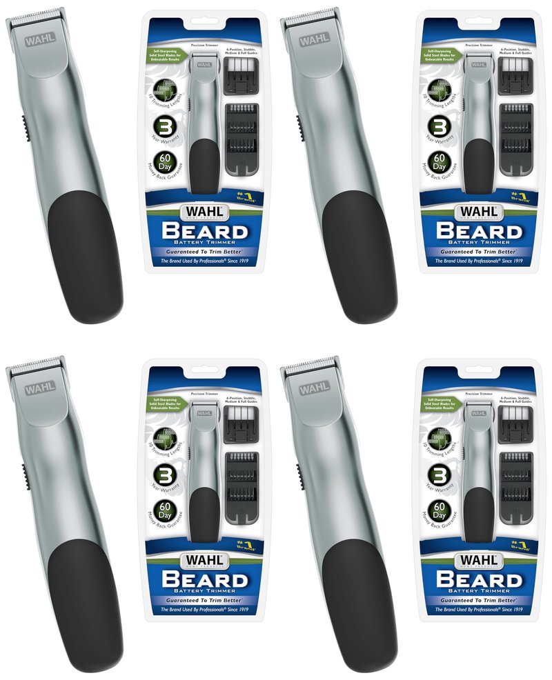 Wahl Groomsman Battery Operated Facial Hair Trimmer for Beard & Mustache Trimming Including Light Detailing and Body Grooming – Model 9906-717V,(Pack of 4)