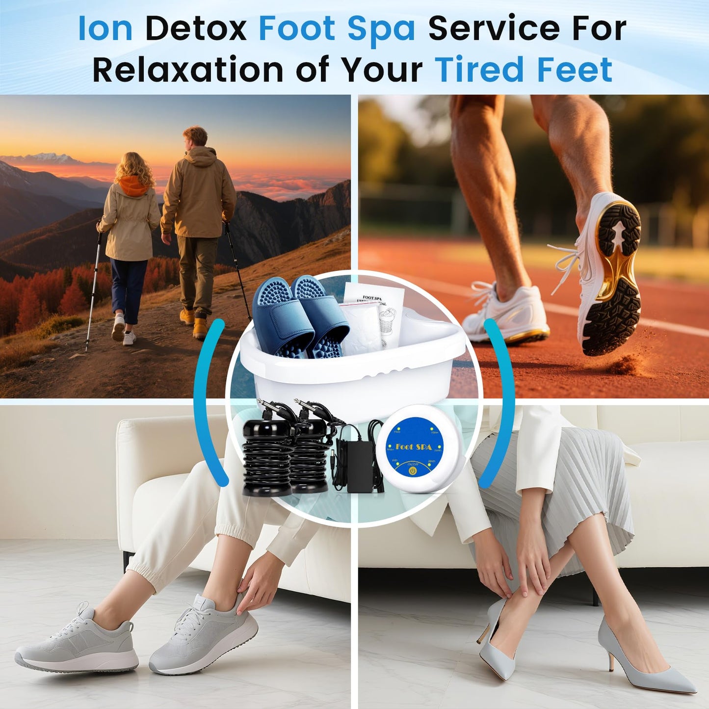 LeCuag Ionic Foot Bath Detox Machine, Foot Spa Bath for Home Use, Ion Cleanse Machine to Remove Toxins with Massage Slippers, 2 Super Arrays