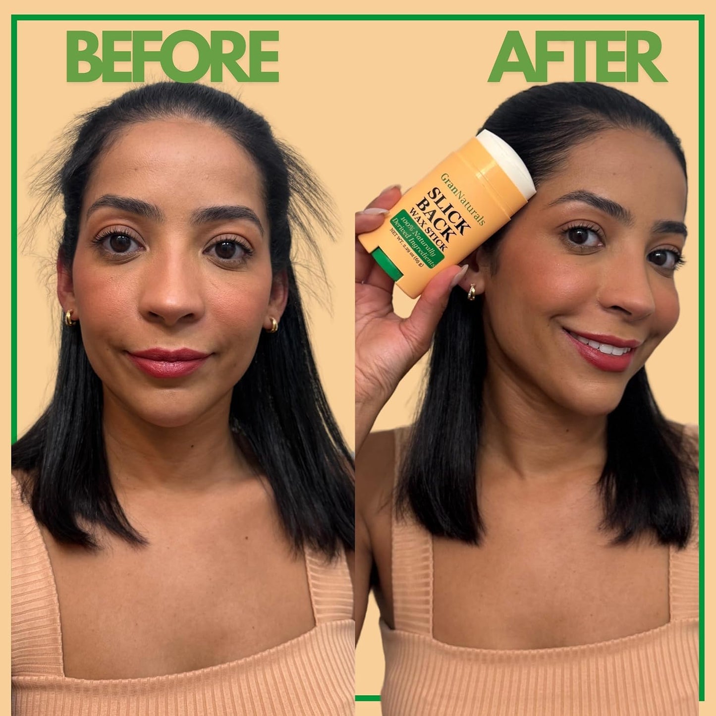 GranNaturals Hair Wax Stick for Women - Smoothing Stray Flyaways & Taming Frizz | 2.29 oz