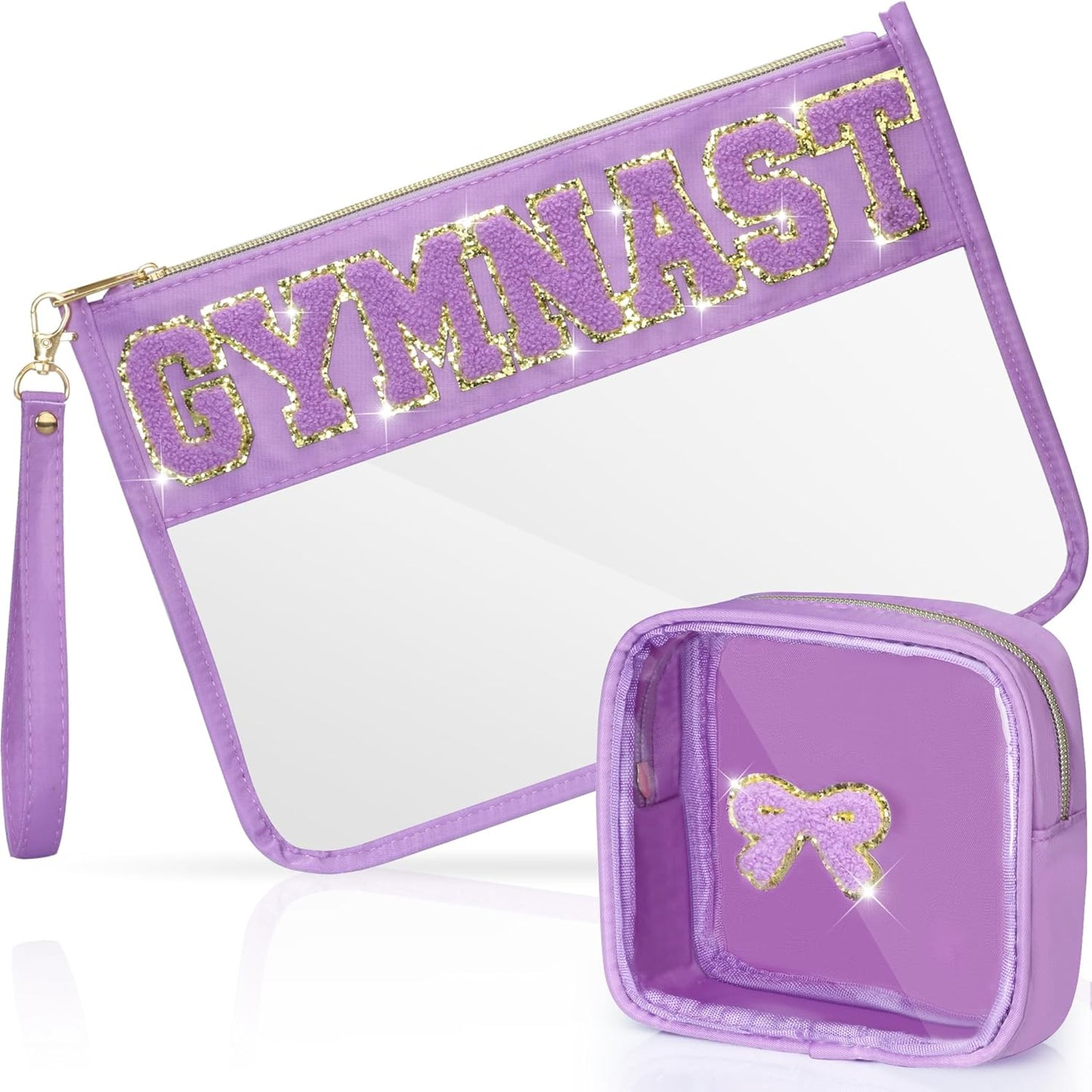 Softball Gifts Makeup Bag - 2 Pcs Clear PVC Organizer Pouch | Waterproof Travel Toiletry Bag for Women