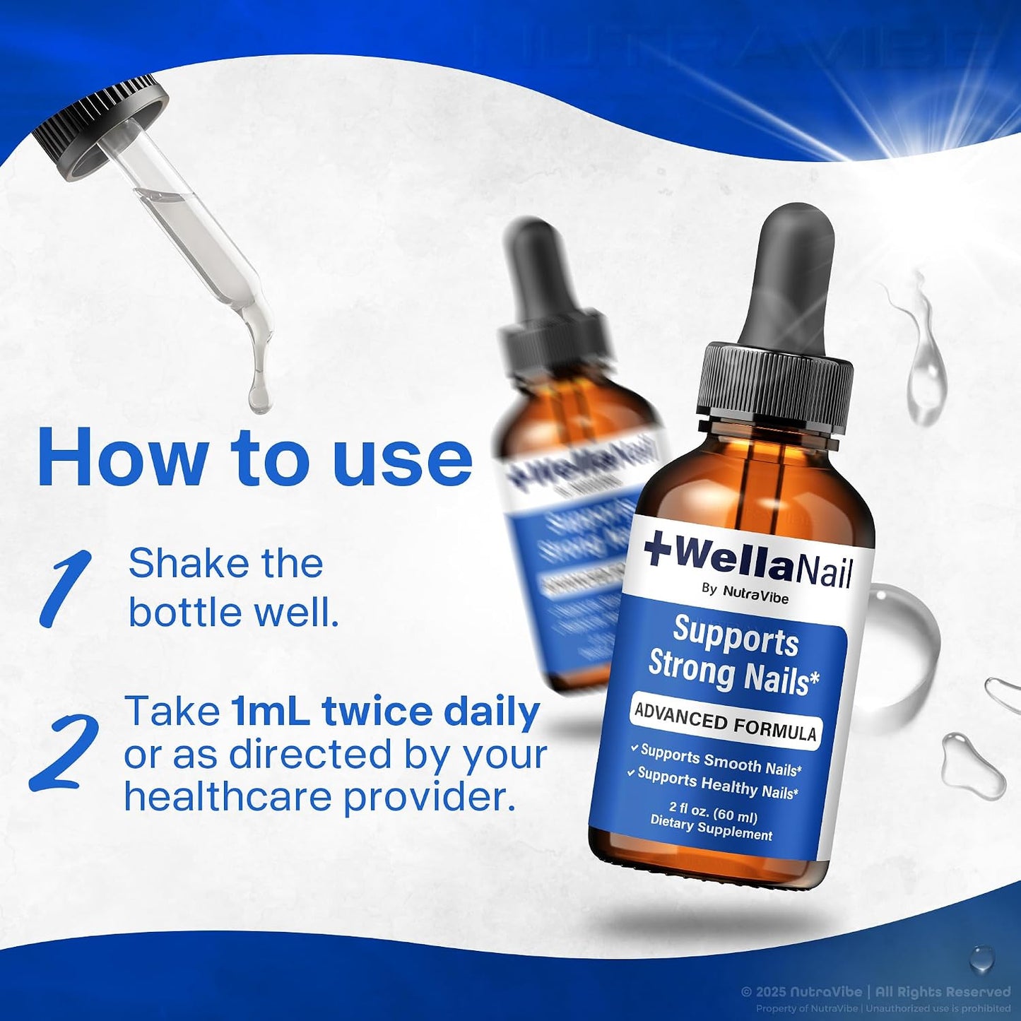 WellaNail Drops - Premium Nail & Foot Care Formula with Natural Ingredients | Supports Healthy Nails & Hydration - 30 Servings
