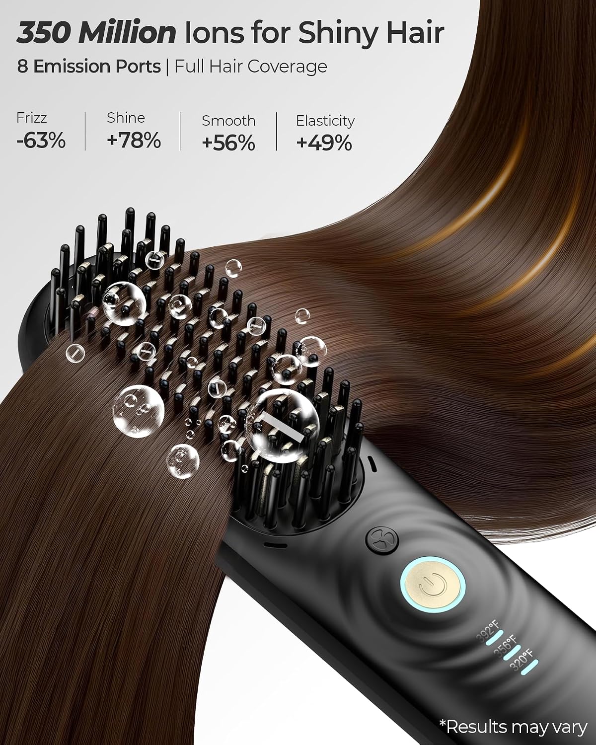 Cordless Hair Straightener Brush - Portable Mini Travel Straightener for Thick Curly Hair | 350M Negative Ions, Fast Heating