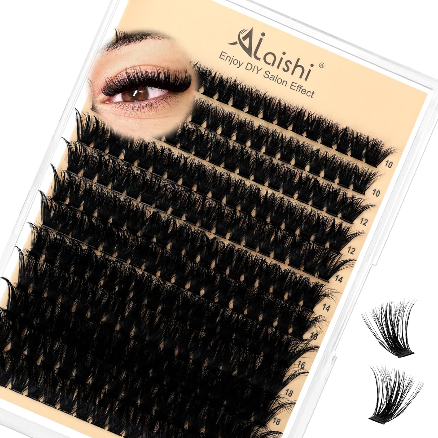 DIY Cluster Eyelash Extensions Kit - 224pcs Fluffy D Curl Lashes | 9-16mm, Bond & Seal, Tweezers Included