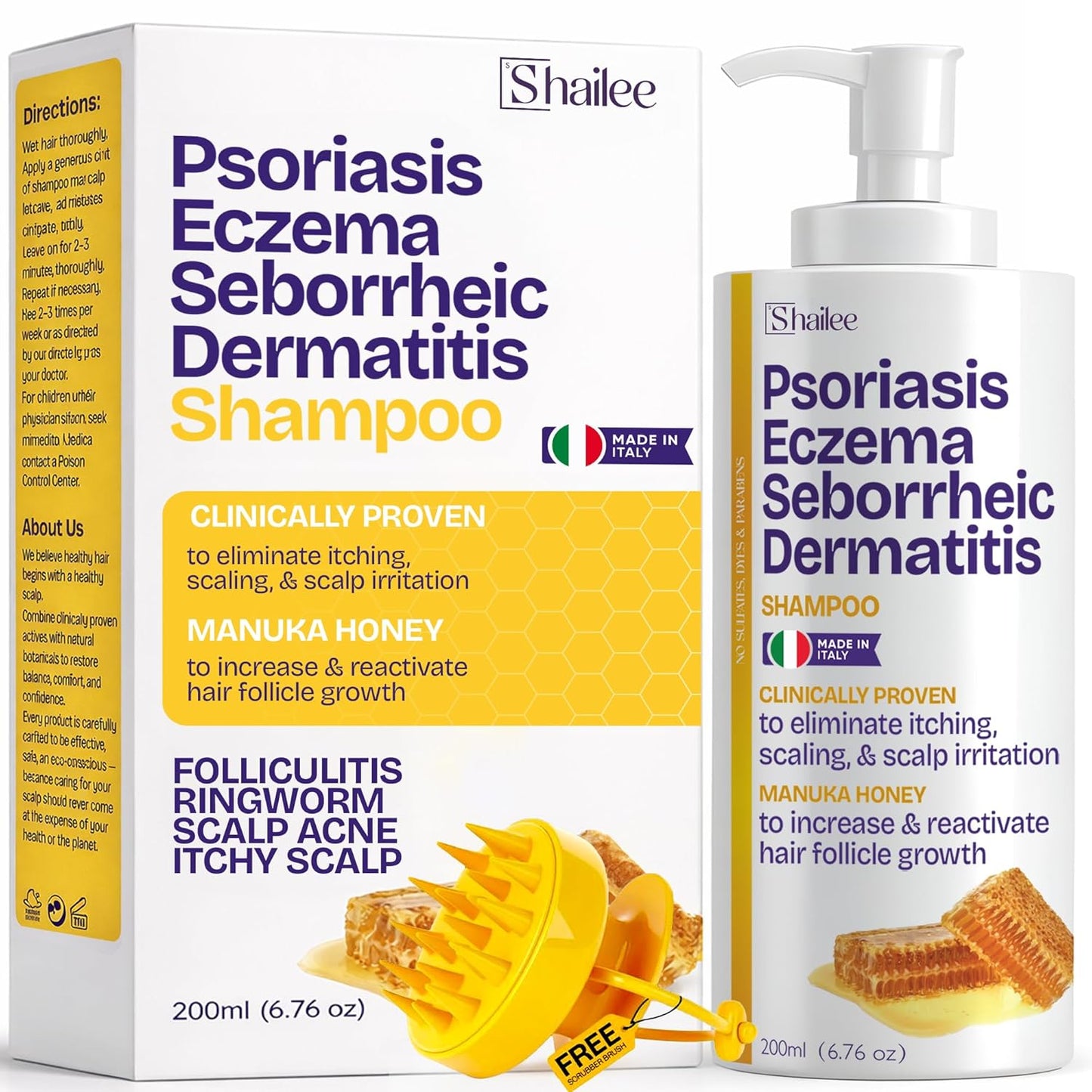 Psoriasis Shampoo - Antifungal Treatment for Eczema, Folliculitis & Seborrheic Dermatitis | Manuka Honey Formula