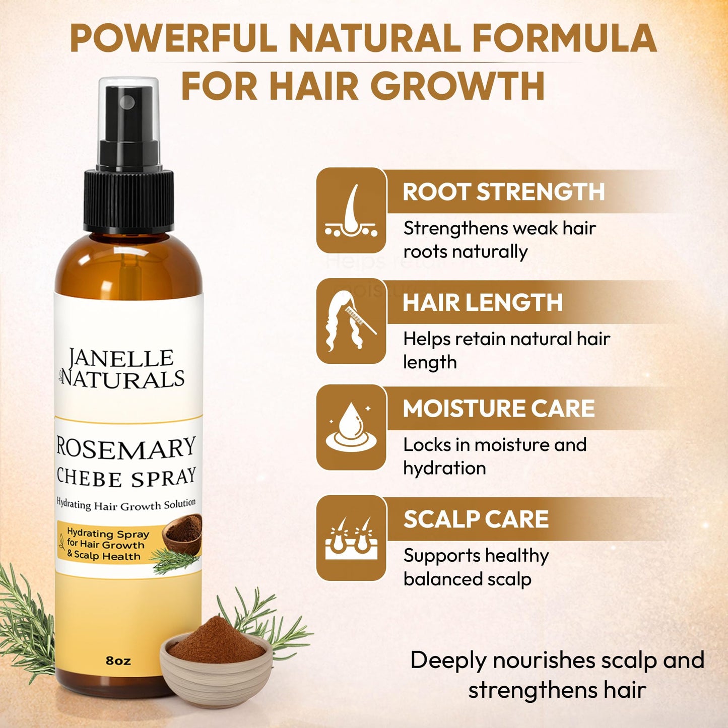 Janelle Naturals Chebe and Rosemary Hair Growth Spray