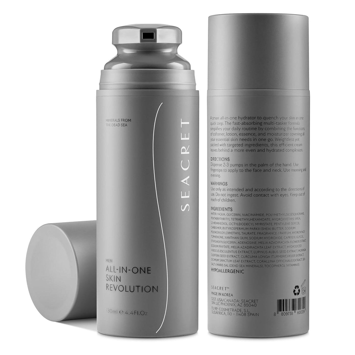Men's All-in-One Face Moisturizer & Aftershave - Anti-Aging Niacinamide Cream for Sensitive Skin | 4.4 Fl Oz / 125 ml