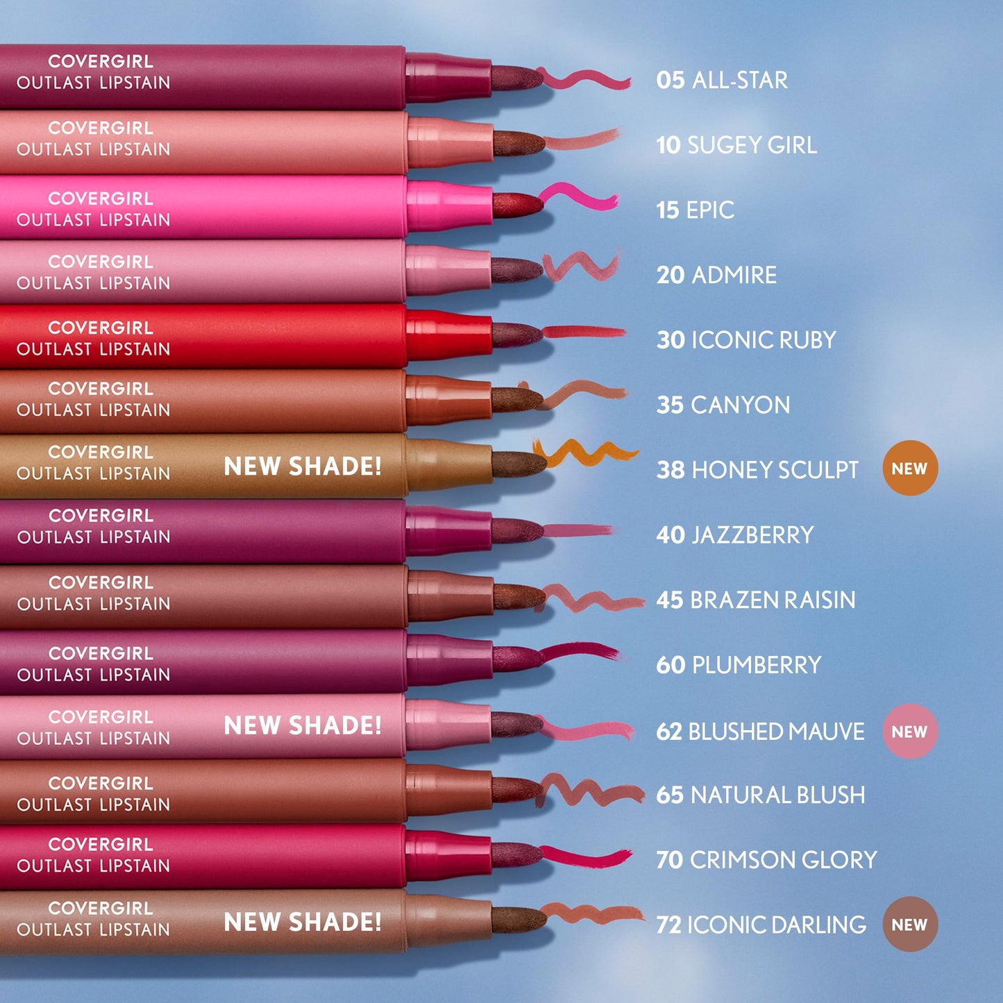 Covergirl Outlast Lipstain, 72 Iconic Darling, Smooth Application, Precise Pen-Like Tip, Transfer-Proof, Satin Stained Finish, Vegan Formula, 0.06oz
