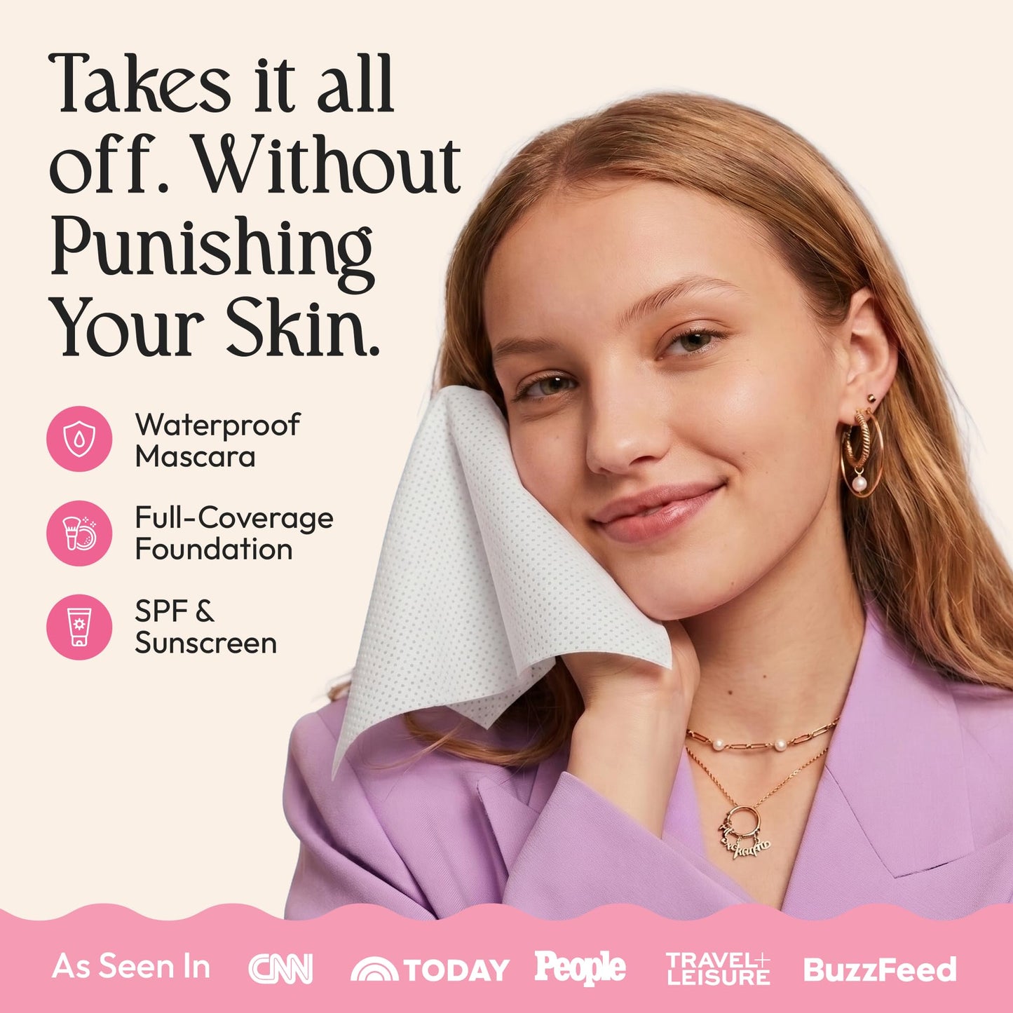 FOMIN Mini Makeup Remover Wipes - 8 Pack (64 Wipes) Unscented Gentle Face Wipes for Full Face Makeup Removal - Non-Irritating & Micellar Formula Travel Ready - Gift for Women & Bridesmaids