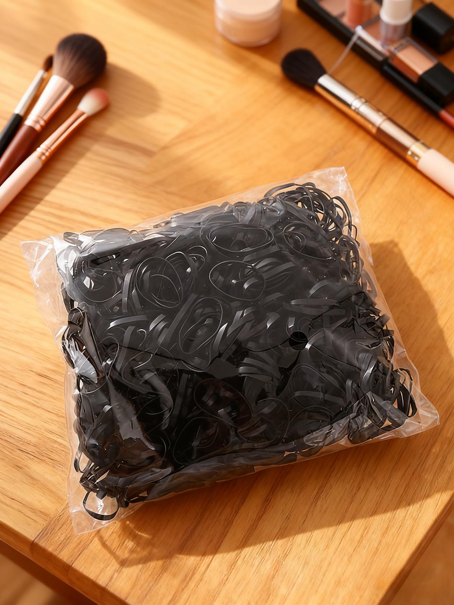 200 pcs Black Elastic Hair Ties Rubber Bands Mini Polyband Soft Ponytail Holder for Kids Baby Girls TPU Pack