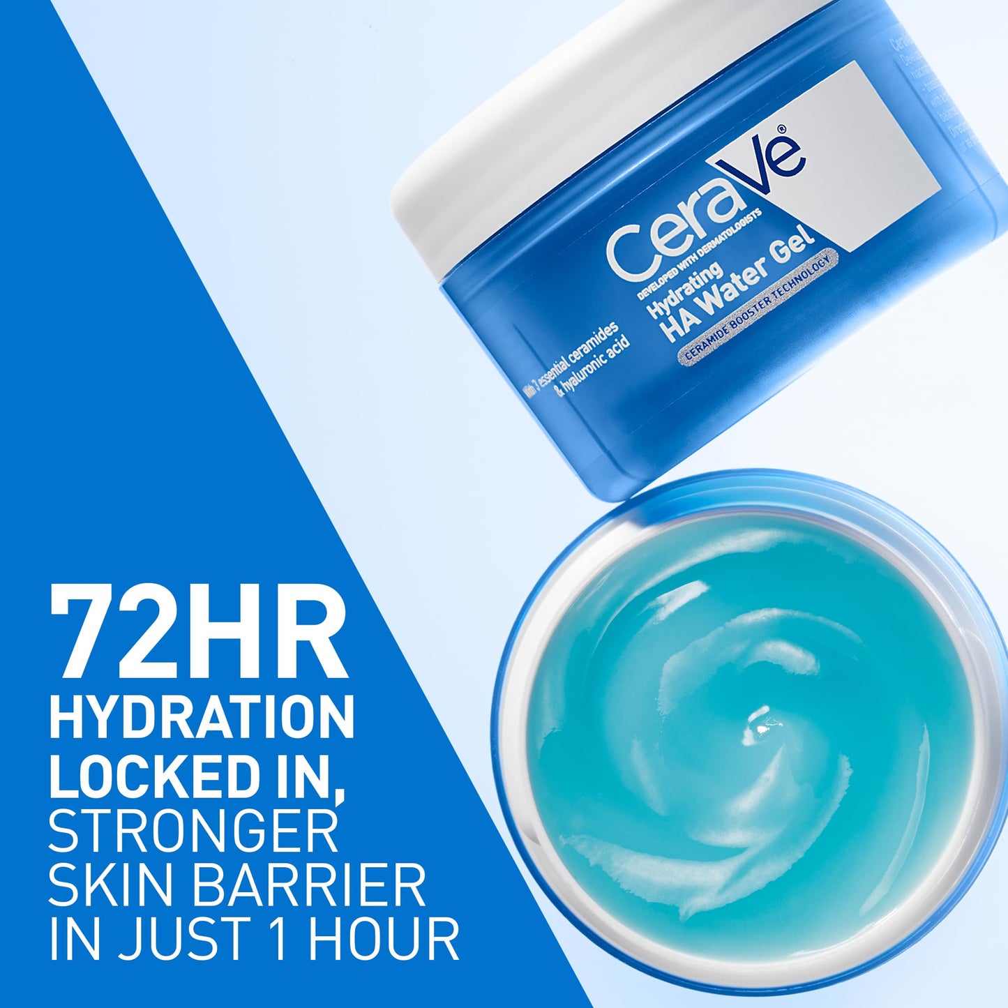 CeraVe Hydrating Hyaluronic Acid Water Gel, Lightweight Facial Moisturizer for Plumping Hydration with Ceramides, Hyaluronic Acid & Niacinamide, Fragrance-Free, Safe for Sensitive Skin 1.7oz
