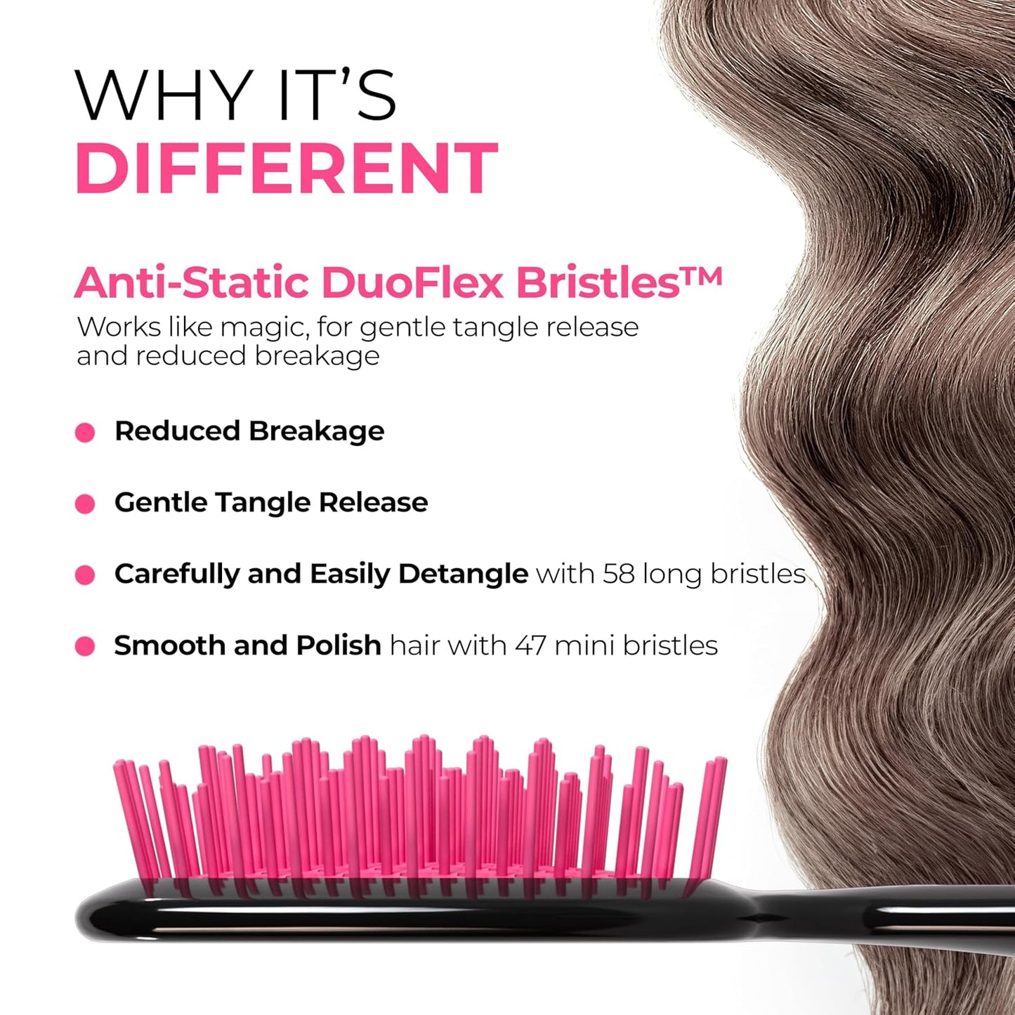 FHI Heat Detangling Brush - Pain-Free Brushing for Wet & Dry Hair | Durable DuoFlex Bristles, Lightweight, Cherry Blossom