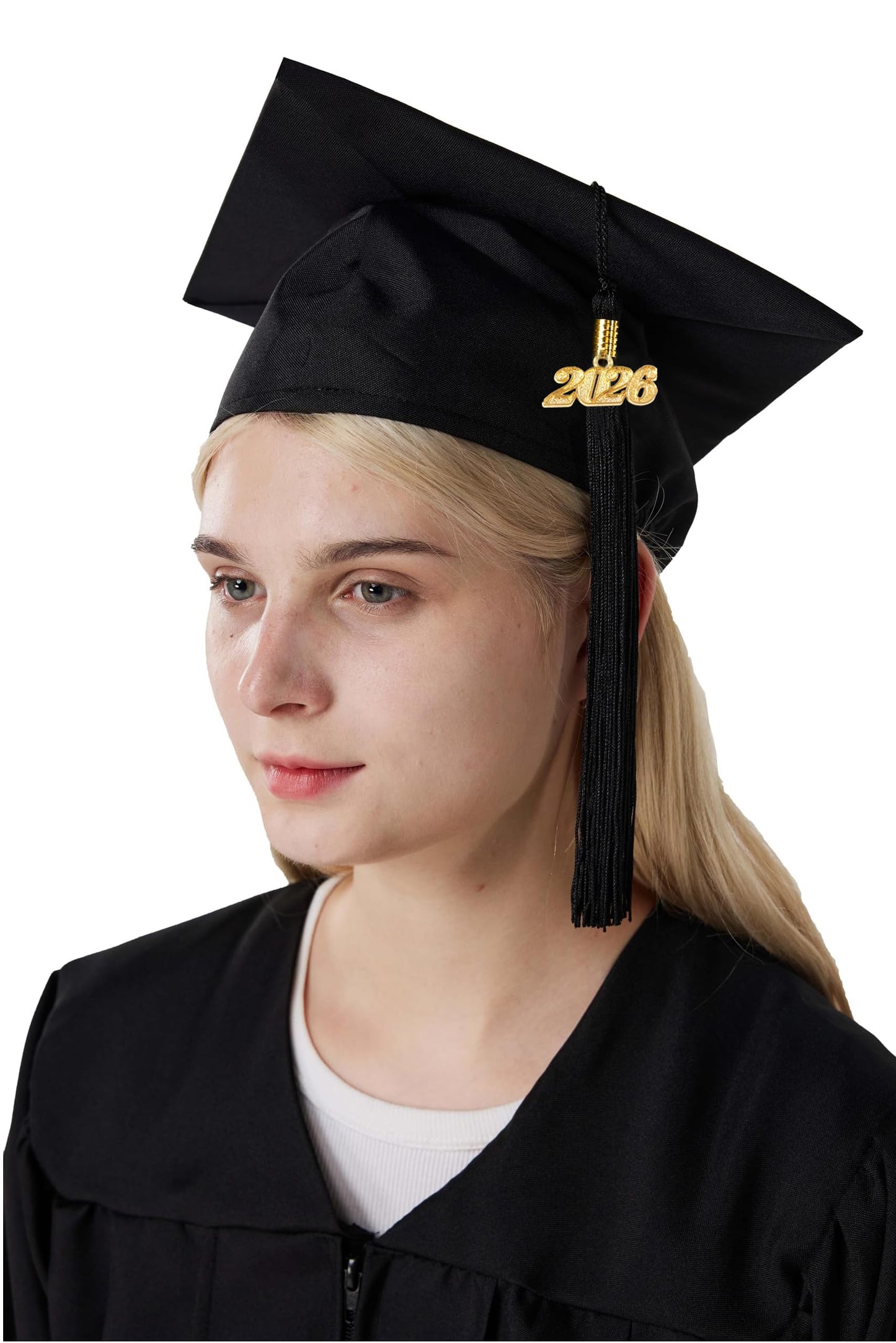 gradois Unisex Adult Matte Graduation Cap with 2026 Tassel Year Charm for High School & Bachelor Master Black