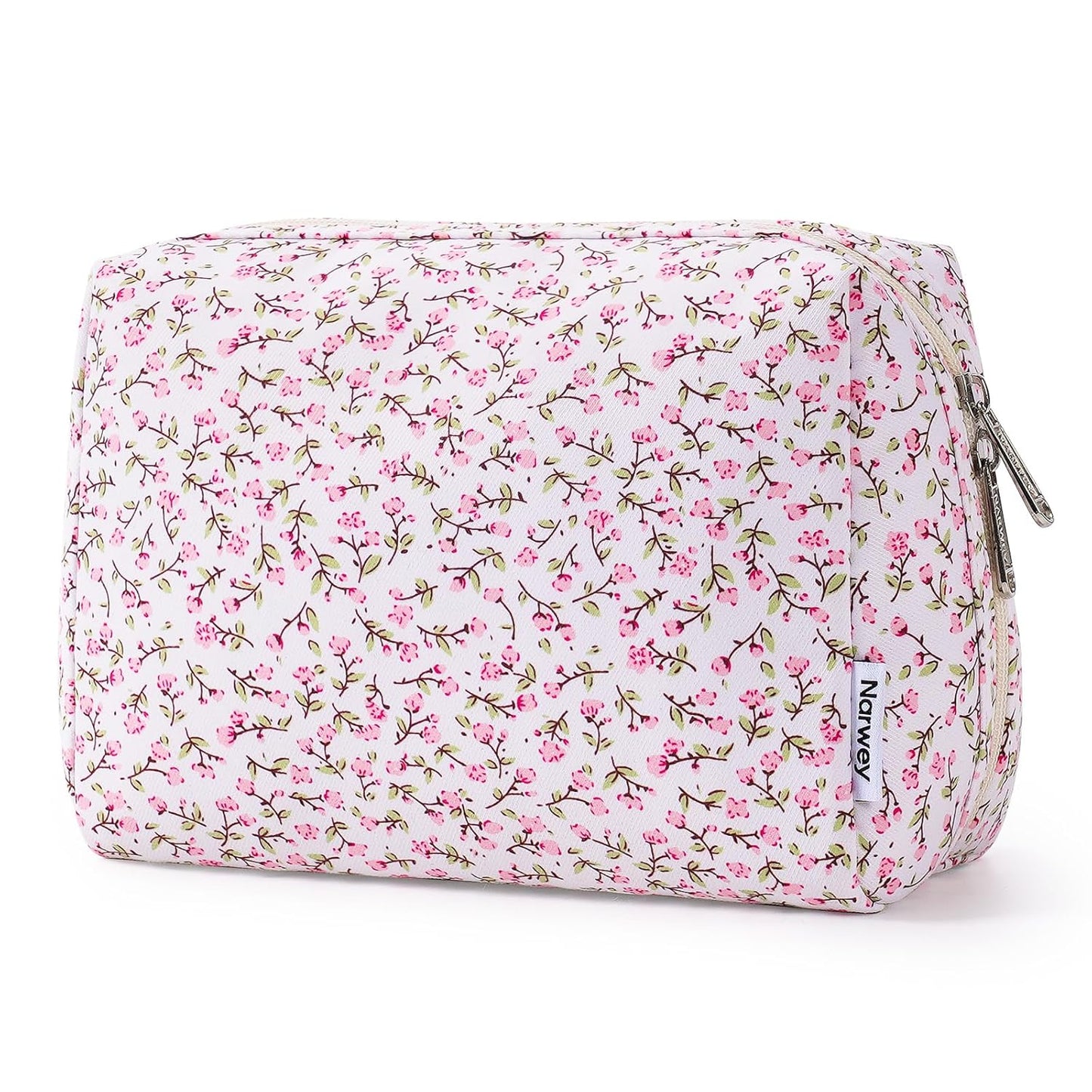 Checkered Makeup Bag - Travel Cosmetic Organizer with Compartments | Large Sky Blue Checkerboard