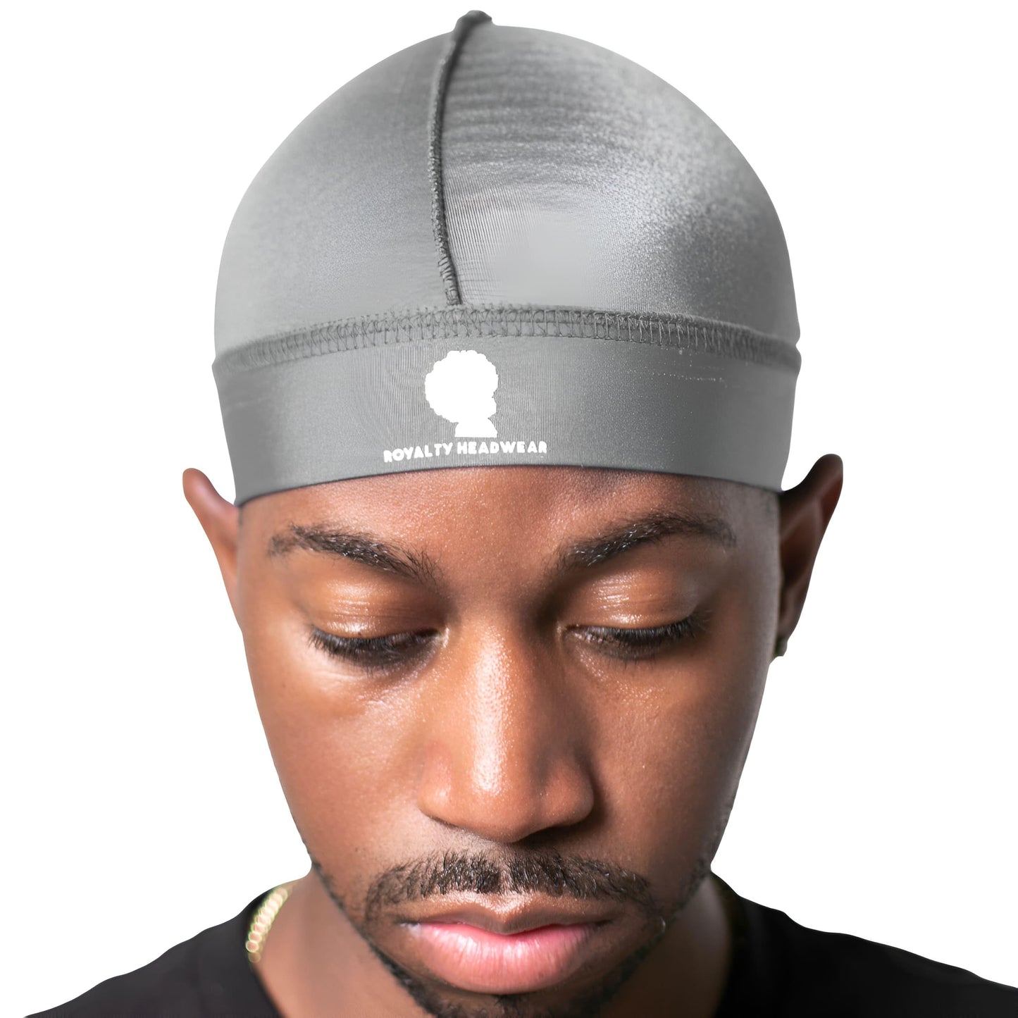 Royalty Headwear Silky Wave Cap for 360, 540 & 720 Waves, Soft Breathable Durag Skull Cap Beanie for Men (US, Alpha, One Size, Silver)