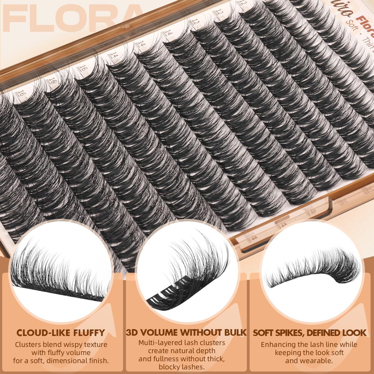 Kiromiro Fluffy Natural Lash Clusters Wispy Eyelash Fluffy Look