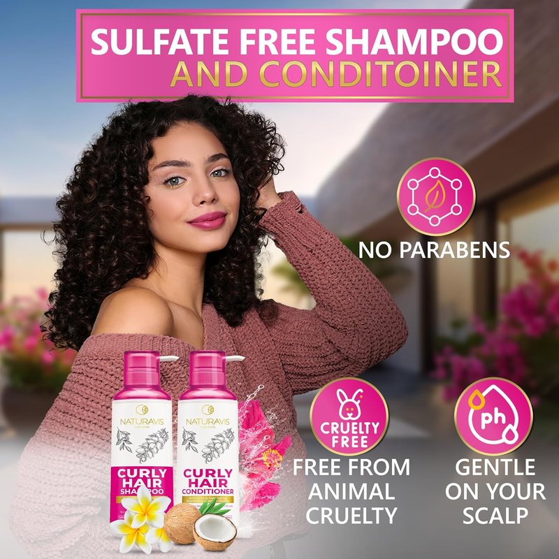 Curly Hair Shampoo & Conditioner Set - Sulfate-Free, Curl Defining | Deep Moisturizing for Wavy & Frizzy Hair