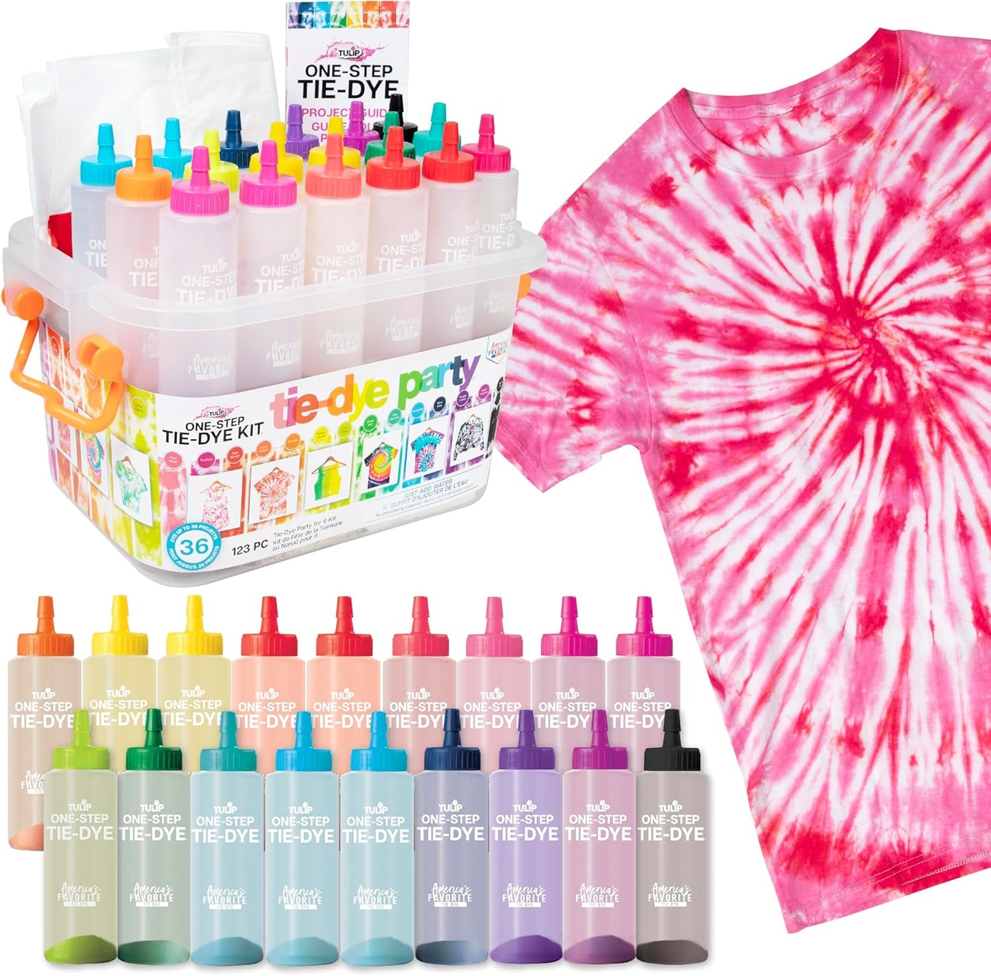 One-Step Tie Dye Kit - 14 Vibrant Colors for Large Groups | Easy Clean-Up & Permanent Fabric Dye