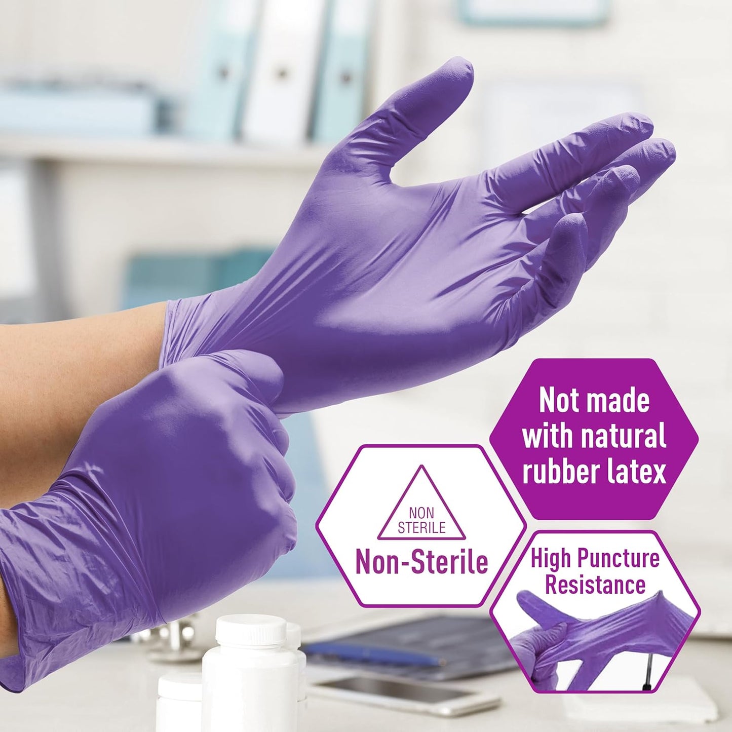 MedPride Nitrile Exam Gloves - Powder-Free, Iris Blue, Medium | Box of 100