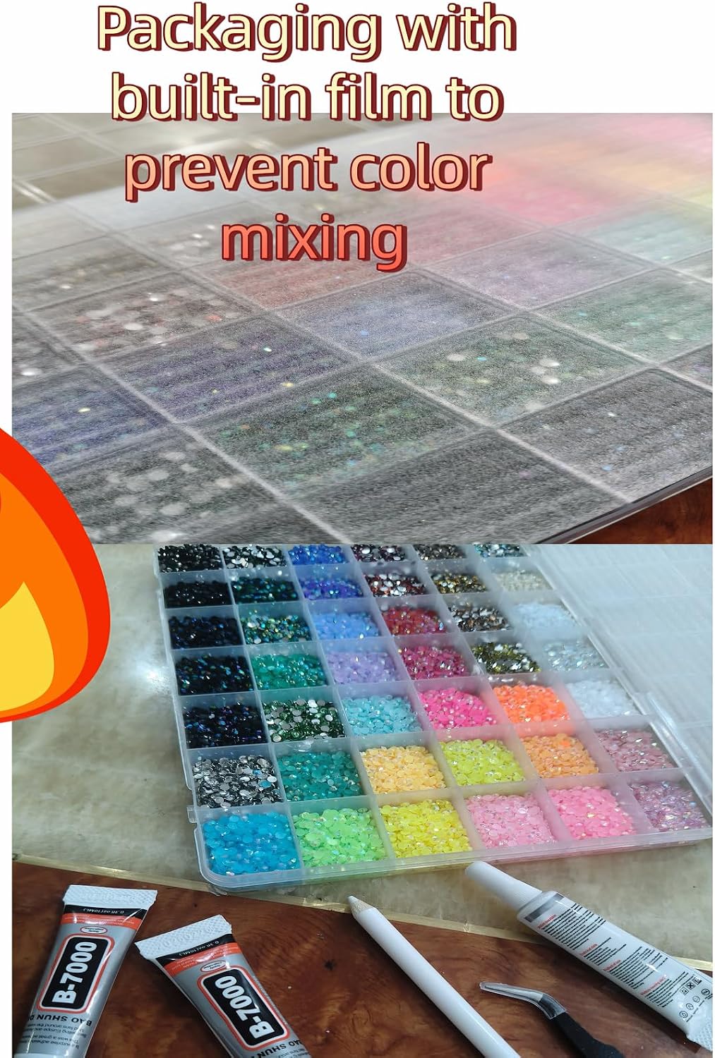 Resin Jelly Rhinestones - 42000PC 3mm Flatback Gems for DIY Crafts | Includes B7000 Glue & Tools