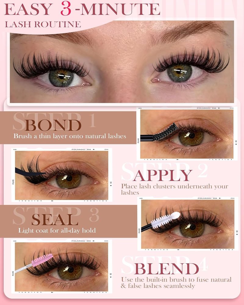 Spider Lashes Natural Wispy Lash Clusters Kit - Fluffy C-Curl Eyelash Extensions 8-16MM