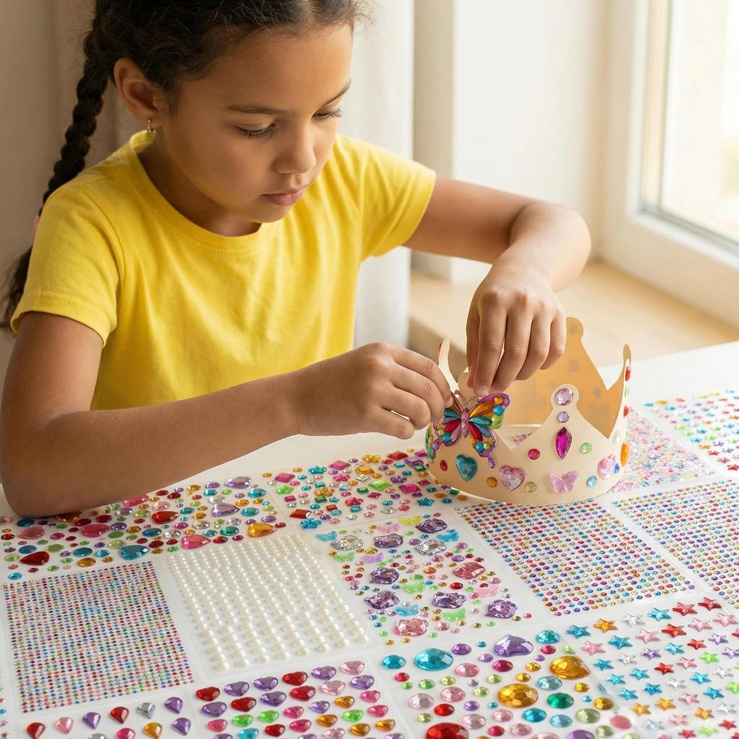 Self Adhesive Jewels for Crafts - 3521 Flat Back Plastic Gems | Stickers for Kids & Scrapbooking