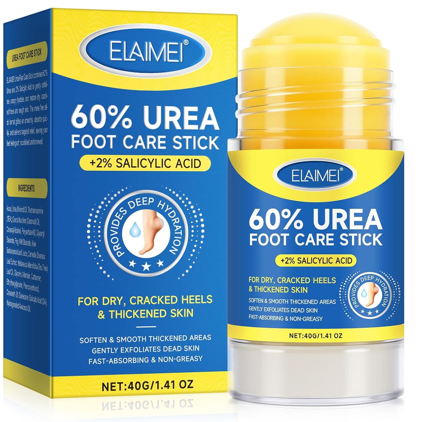 Urea Cream Stick - Exfoliating Foot Balm with 2% Salicylic Acid for Dry Skin | 1.4 oz