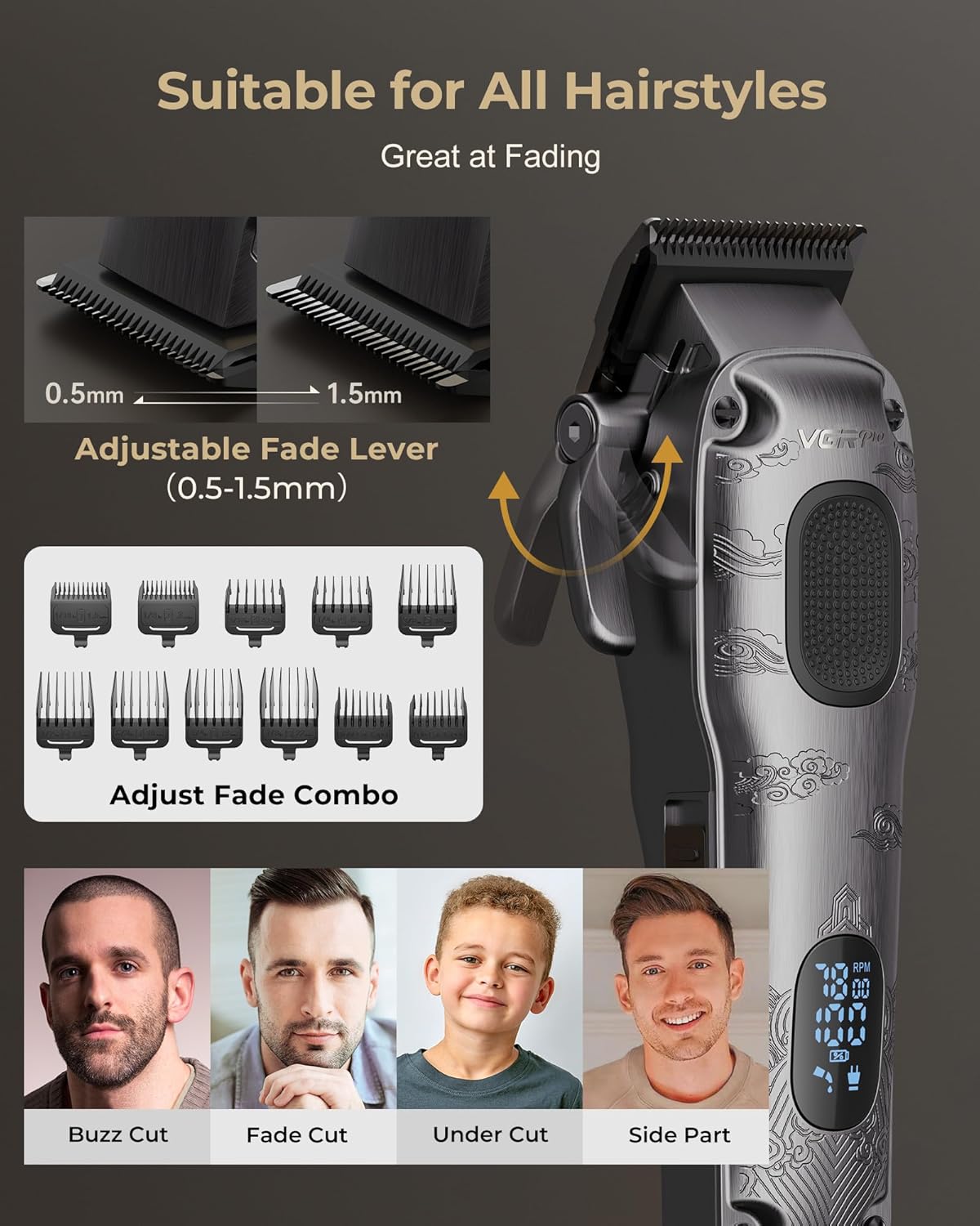 Professional Hair Clippers for Men - Cordless Hair Cutting Set | Electric Trimmer with Package Box