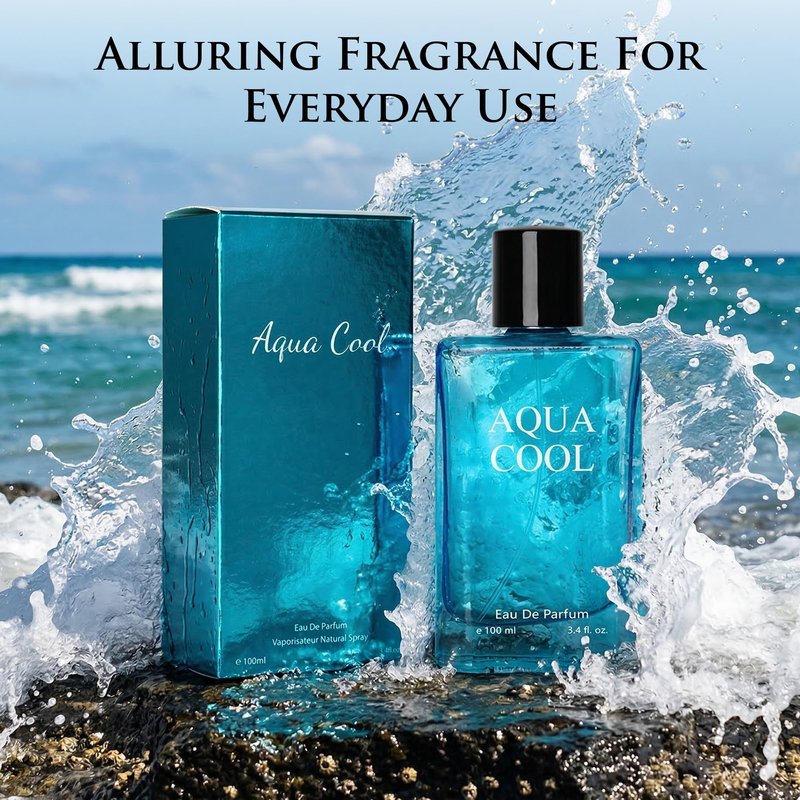 URBAN COLLECTION Aqua Cool Cologne for Men, Fresh Aquatic Ocean Scent Eau de Toilette, Long Lasting Fragrance with Mint Lavender Sandalwood, Body Spray 3.4 oz / 100ml