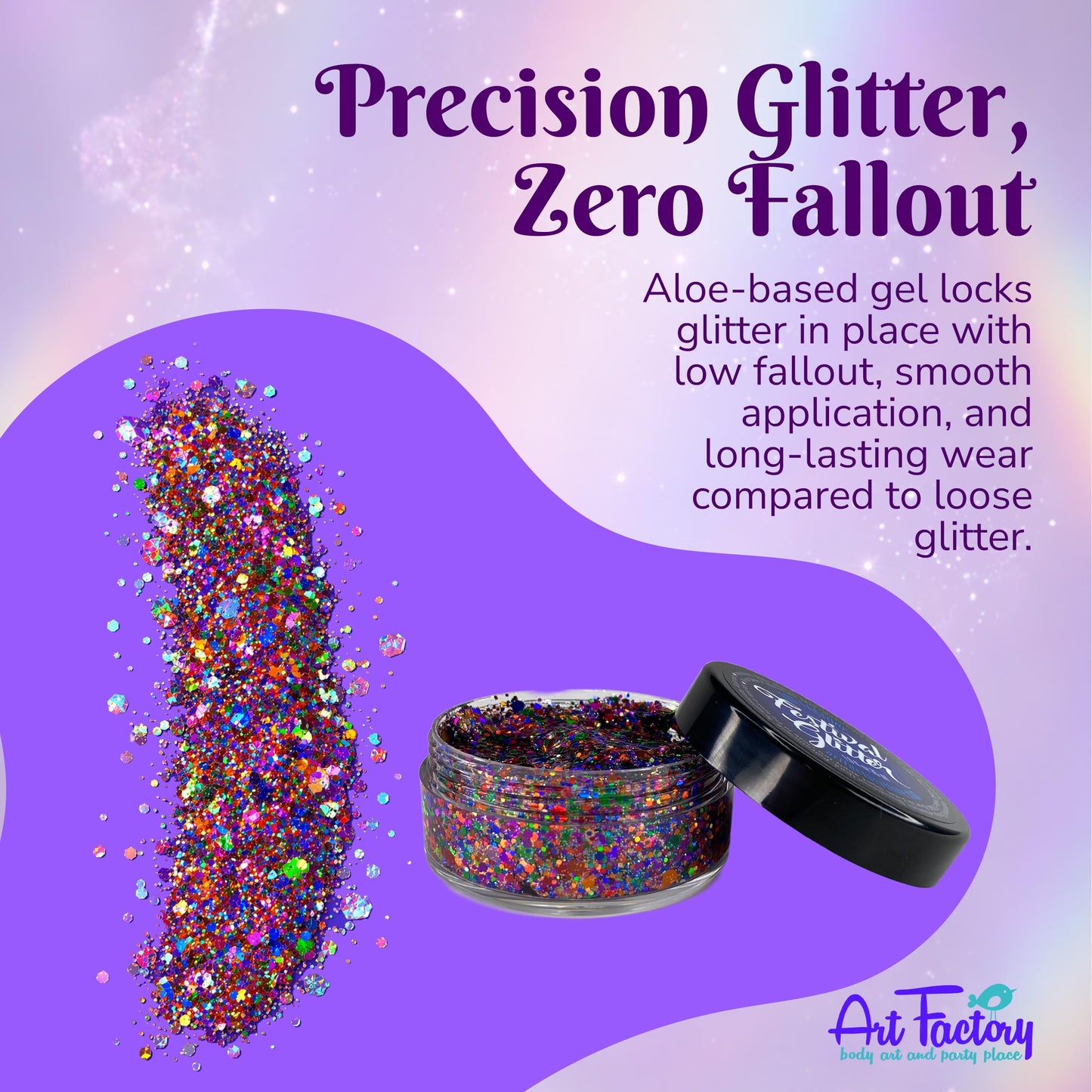 Art Factory Rainbow Pride Chunky Body Glitter Gel – Holographic Rainbow Cosmetic Glitter for Face, Hair & Body – Pride Festival Rave Makeup, Long Wear Hair Glitter Paint, Party Accessories