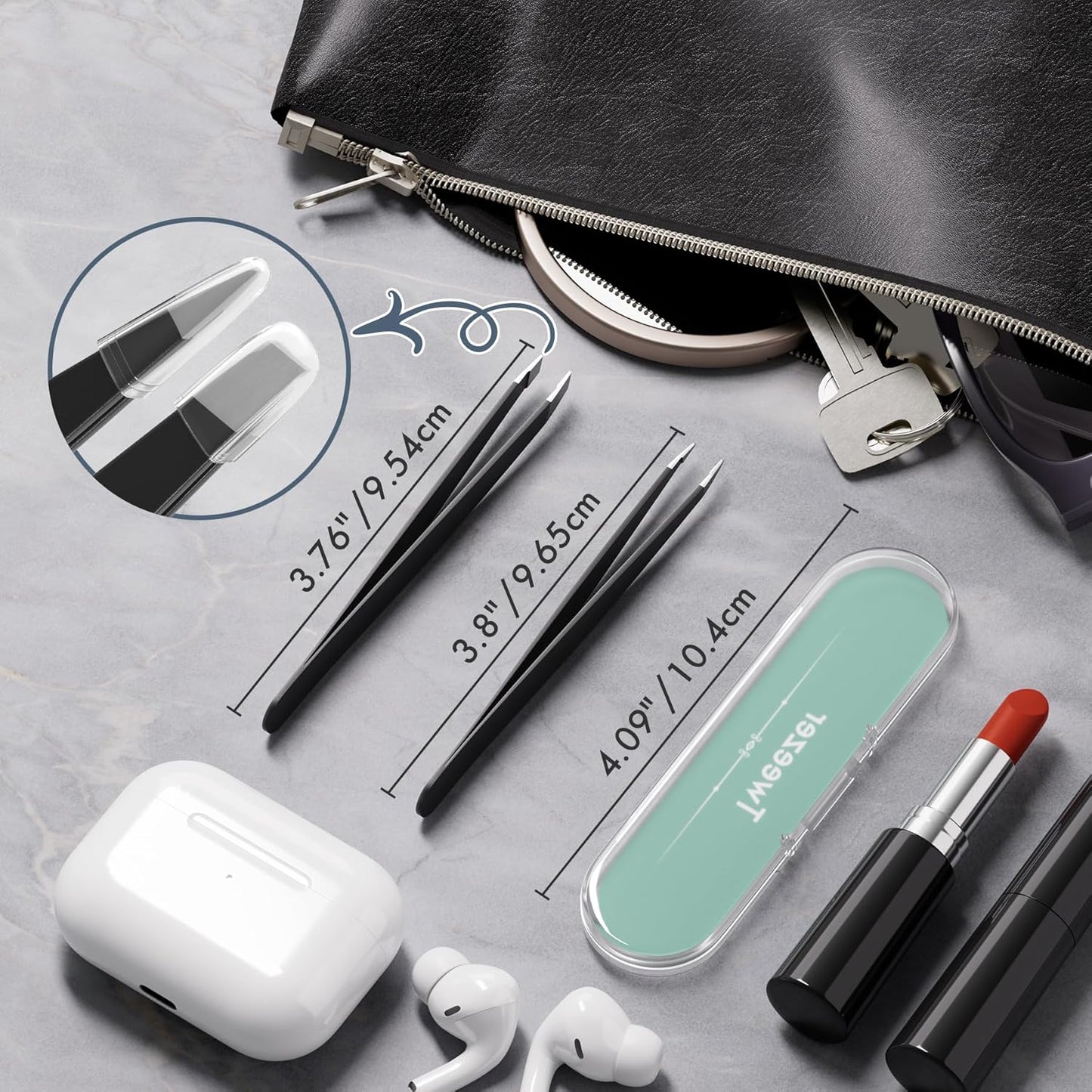 **Precision Eyebrow Tweezers Set - Slant & Point Tip Stainless Steel | 2-Pack for Men & Women**