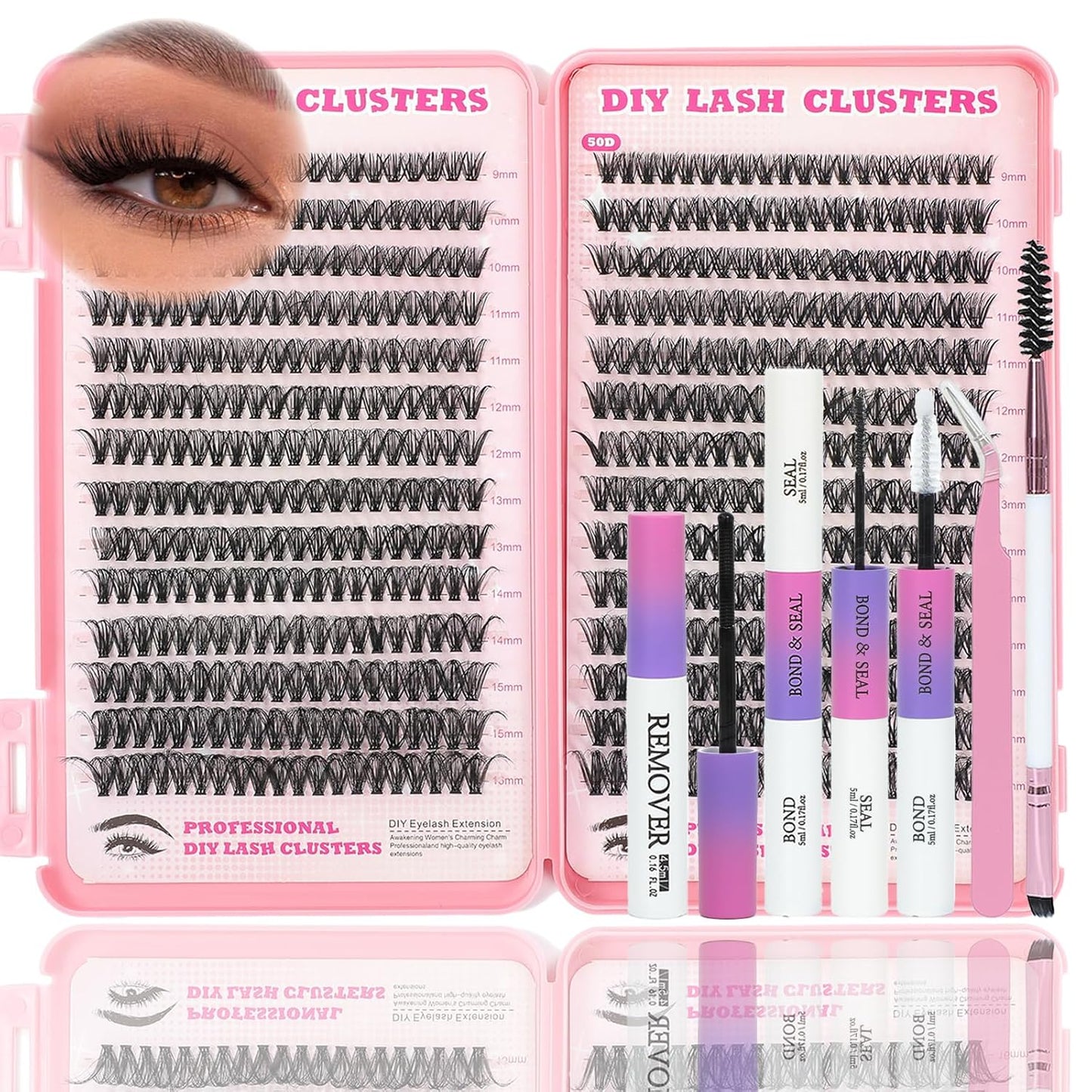 Eyelash Clusters Kit - 560 Pcs Fluffy D Curl Individual Lash Extensions | 9-16mm Length
