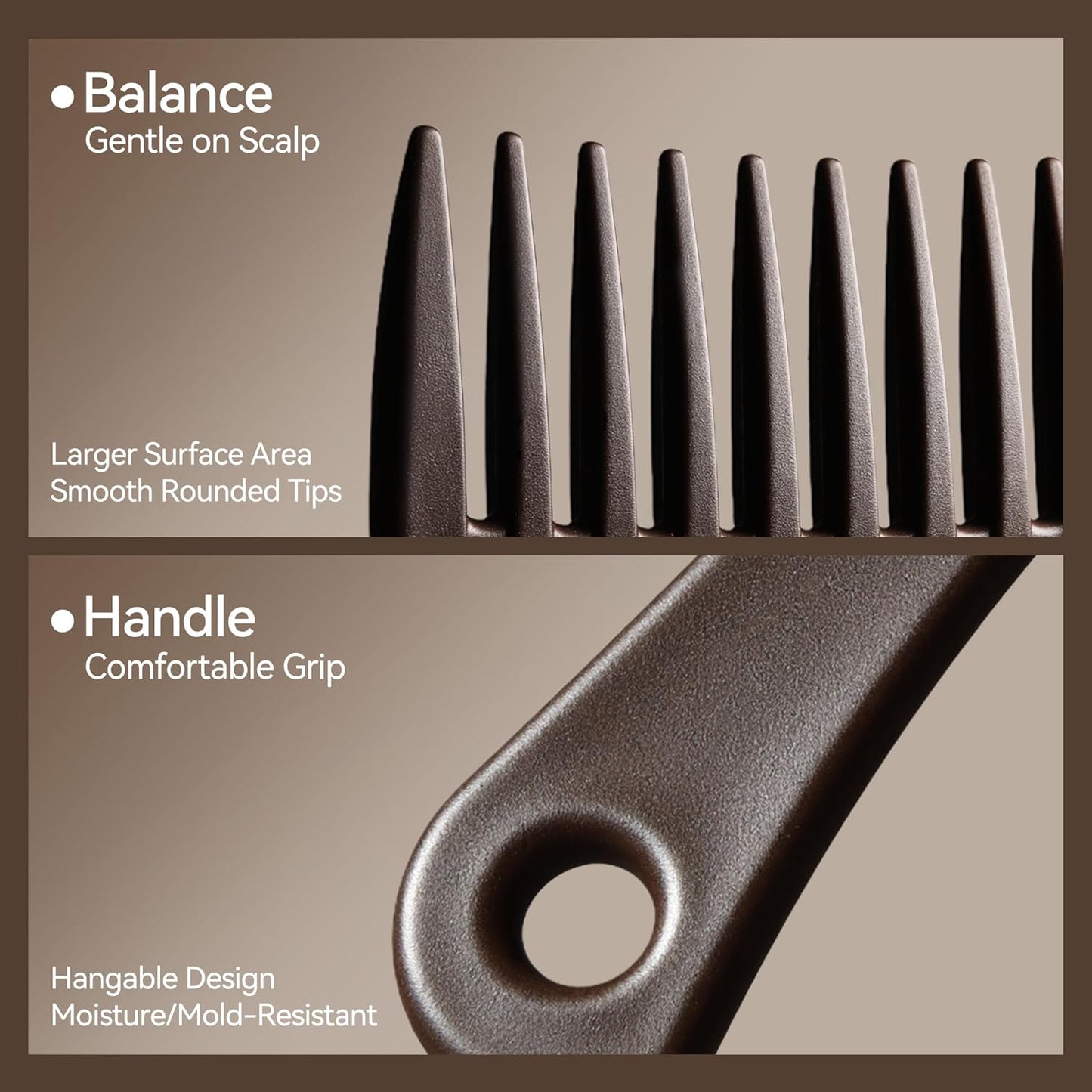 Wide Tooth Comb for Curly Hair - Anti-Static Detangling Brush | Moisture Resistant, Reduces Breakage & Balances Scalp Oils