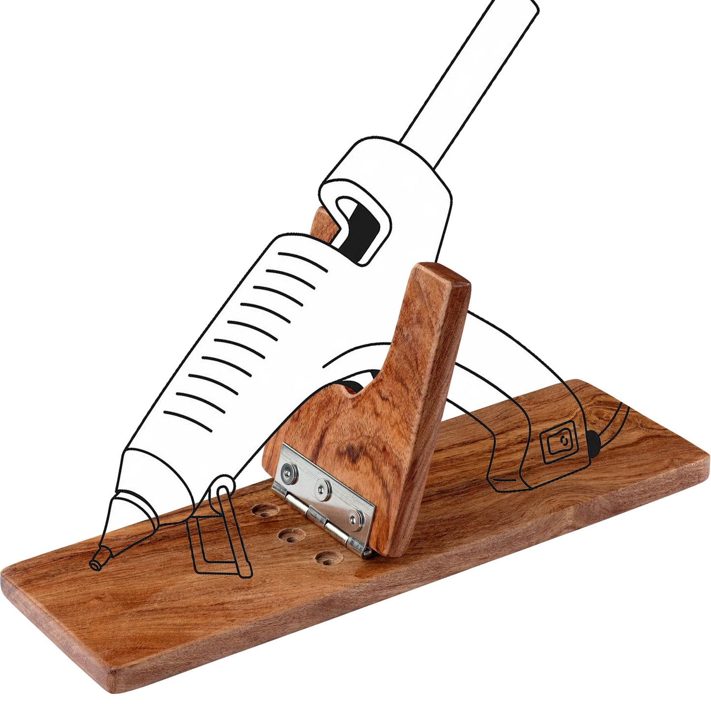 VTUNA Wooden Glue Gun Holder Stand, Hot Melt Adhesive Supporting Tool, Melting Glue Dispenser Foldable Base, Glue Applying Tool Holder