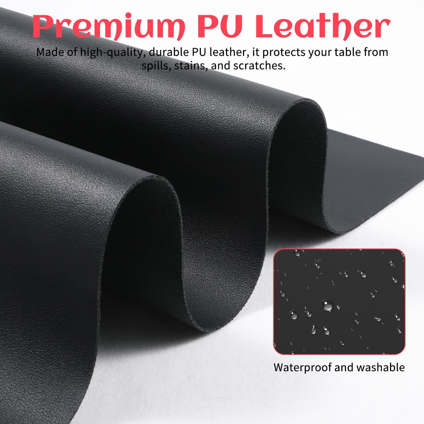 23.6 x 11.8in Foldable Nail Art Table Mat, Soft Microfiber PU Leather Nail Desk Mat, Double-Sided Waterproof Non-Slip Protective Pad for Nail Tech Salon, Professional Home Use, Black
