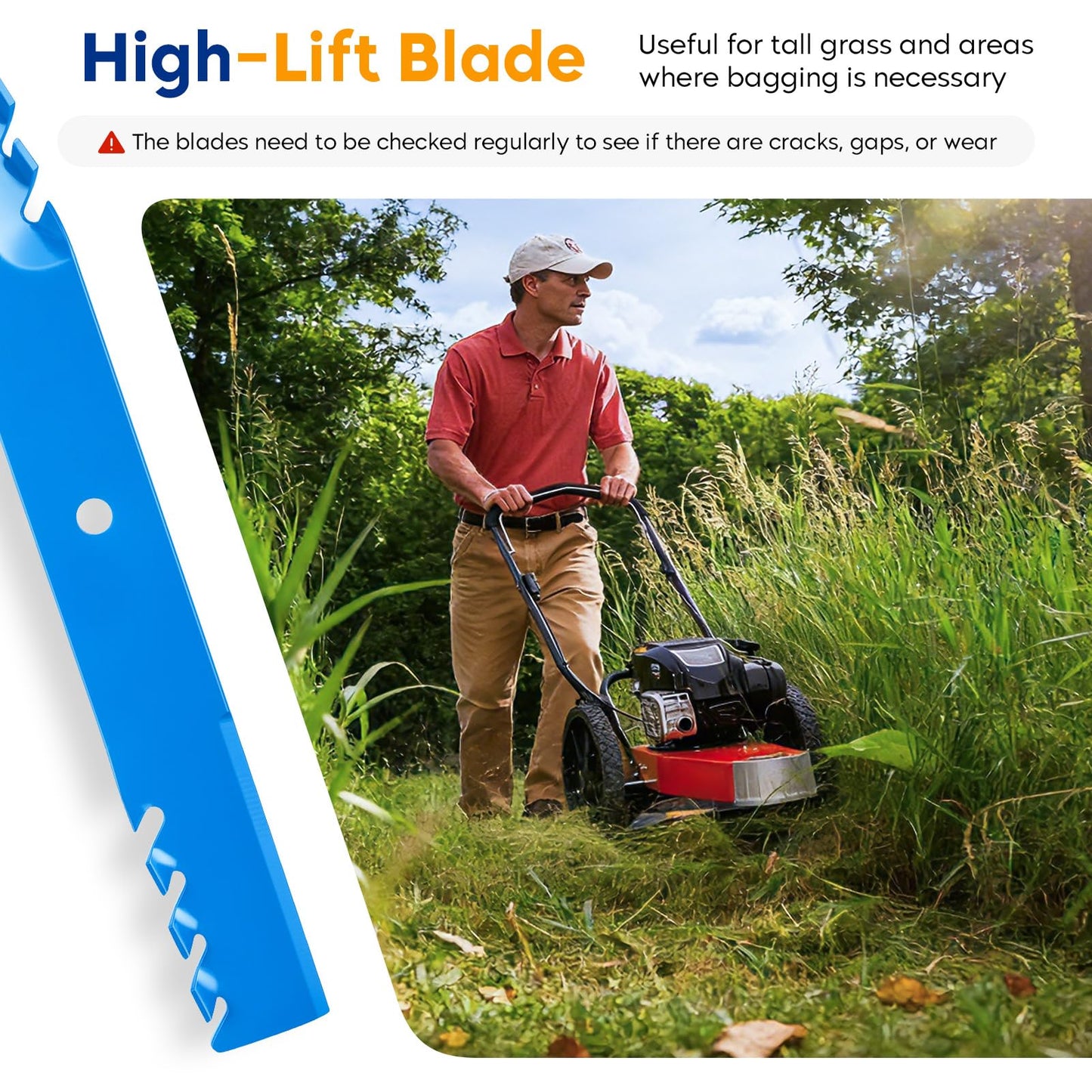 Aeagle Toothed Mower Blade for Husqvarna Scag Ferris 61" Deck 483318 48111 482879 1520842 539101733 112111-03 823006 79-117 794859 7075770 1520842 Bobcat Bunton, High Lift, 3 Pack (Blue)