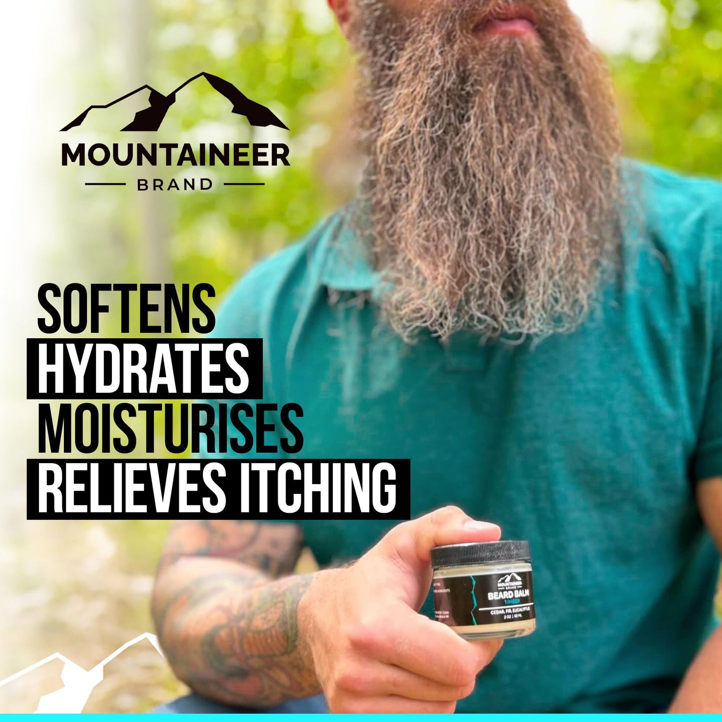 Mountaineer Brand Natural Beard Balm with Smokey Bourbon Scent | Scents Inspired by Nature | Beard Butter for Men | Leave in Condidtioner | Hydrates, Softens and Tames | Made in West Virginia | 2oz