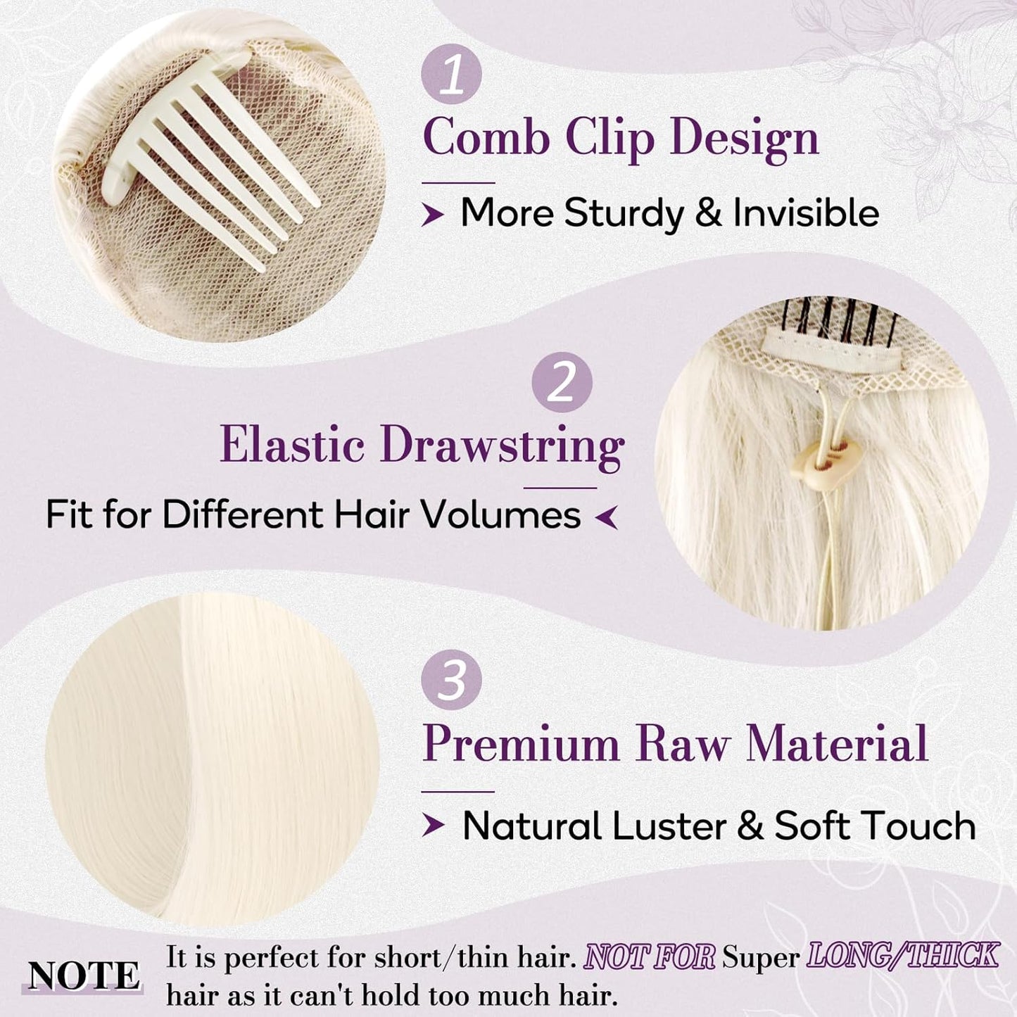 Platinum Blonde Straight Drawstring Ponytail Extension - 28 Inch Soft Synthetic Hairpiece for Daily Wear | Natural Look