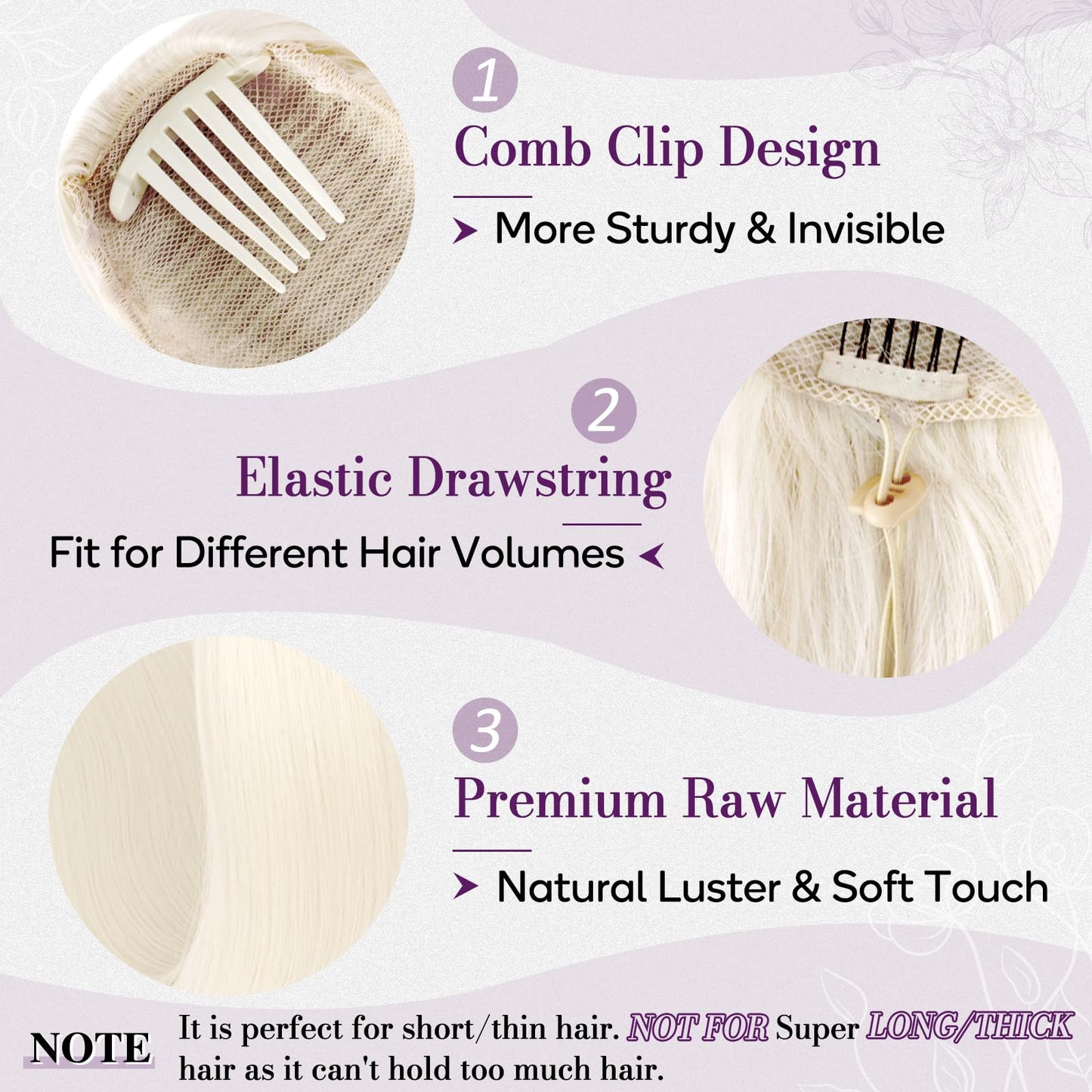 BARSDAR Platinum Blonde Straight Drawstring Ponytail Extension - 22 Inch Long Straight Drawstring Ponytail Extension Natural Looking Soft Synthetic Cheer Posh Pony Tails Hairpieces Daily Party