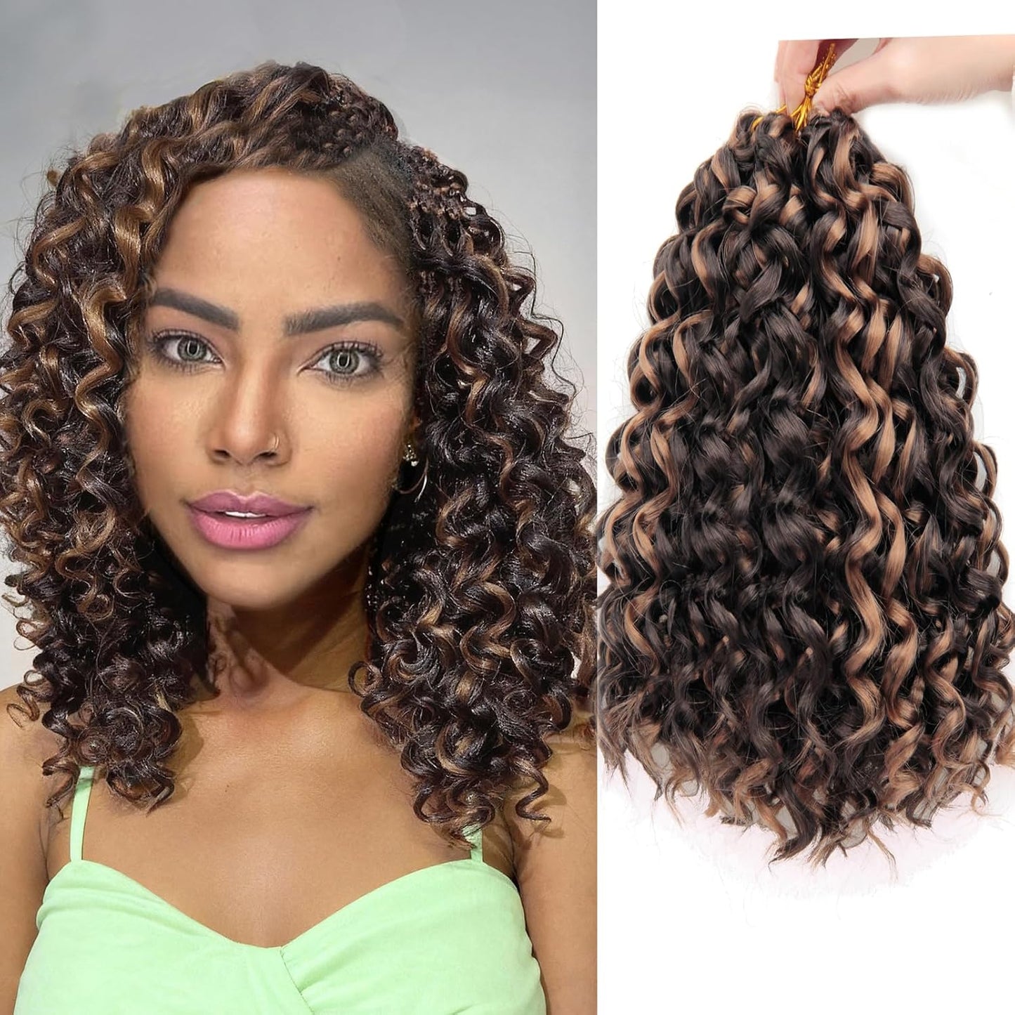 Water Wave Crochet Hair Extensions - Blonde Synthetic Bohemian Braids | 14 Inch Deep Wave (27#)