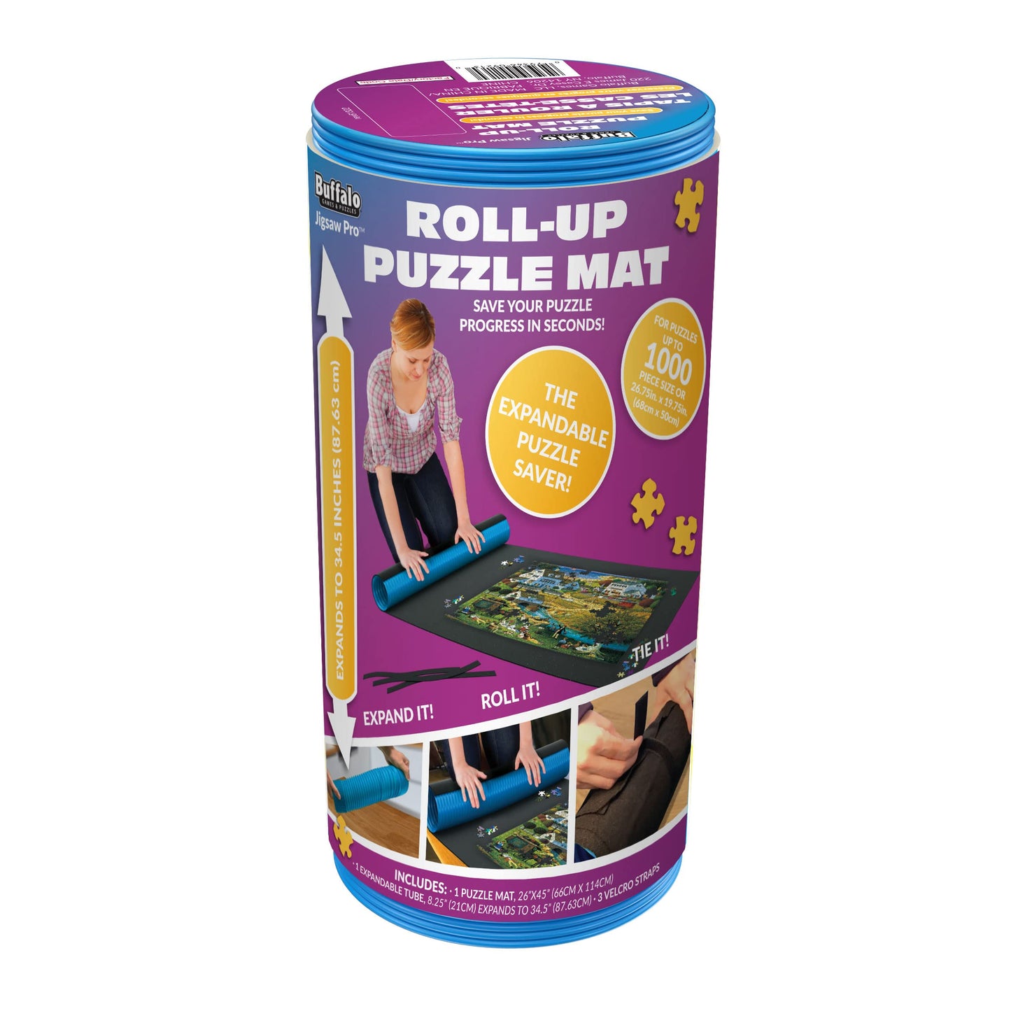 Buffalo Games - Roll-Up Puzzle Mat - Puzzle Saver and Assembly Accessory - Felt Mat - Fits up to 1500 Piece Puzzle - Black