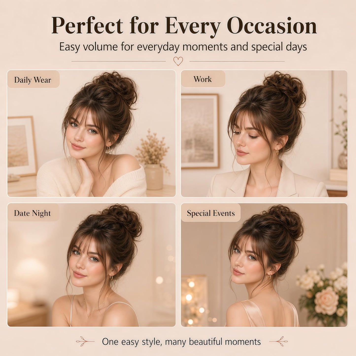 Amchoice Messy Bun Hair Piece 2 Pcs Elastic Wavy Curly Bun Hair Pieces for Women Instant Volume Lightweight Synthetic Chignon Hairpieces for Girls Daily Wear Party Travel(18H613#)