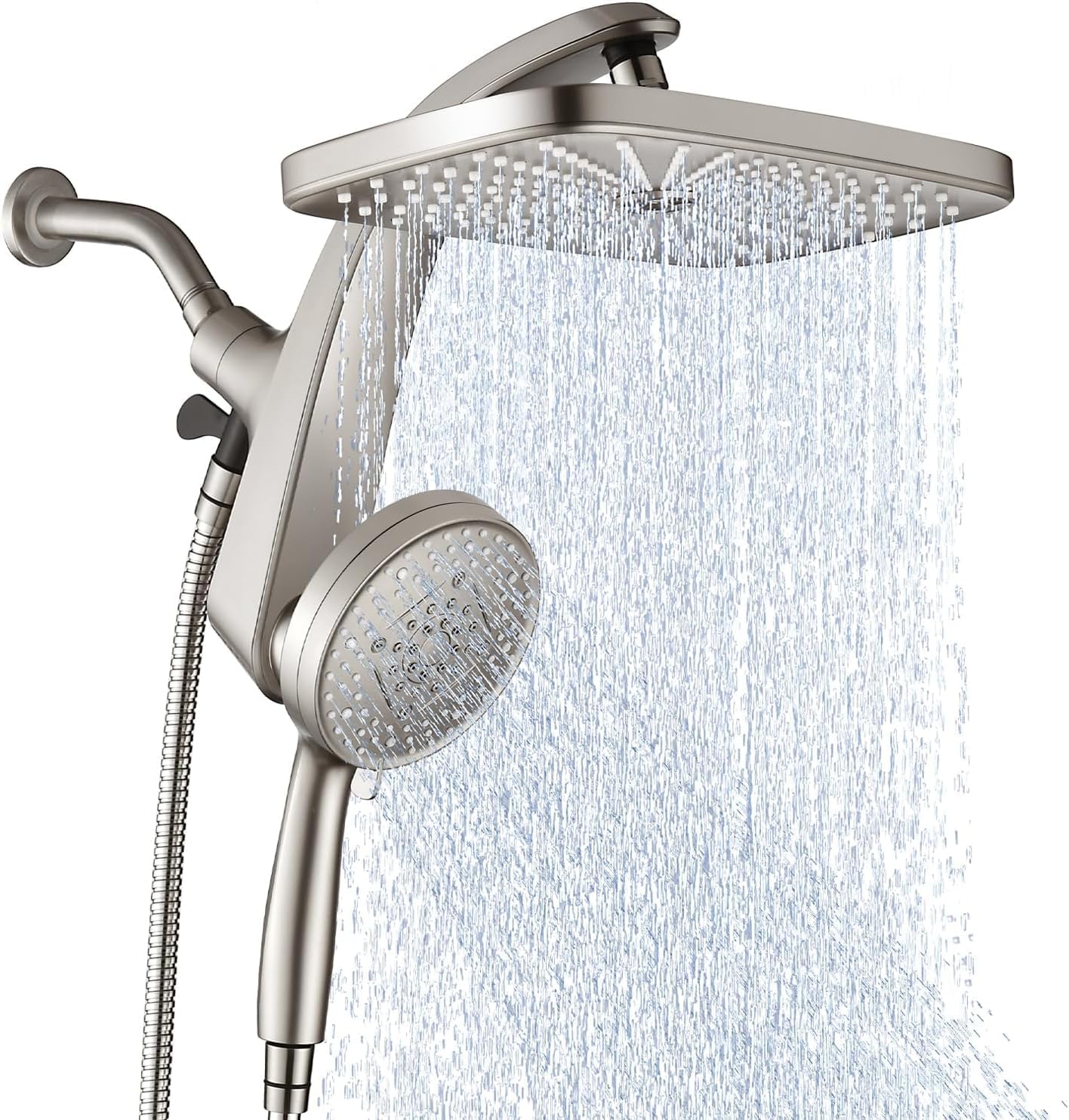 Rain Shower Head with Handheld - High Pressure 12" Rainfall & 9 Spray Options | Magnetic Docking, Black