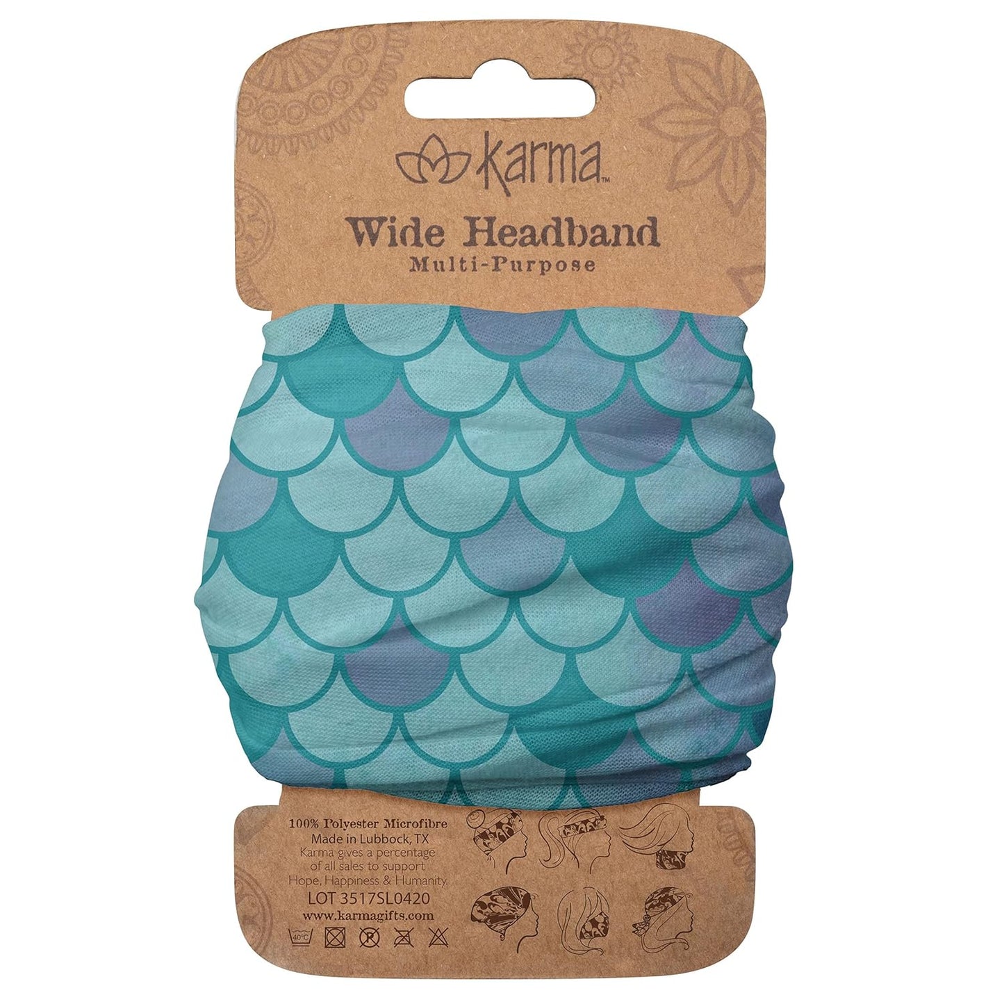 Floral Headband for Women - Teal/Apricot Split Design | Wide Fabric & Stretchy Hair Scarf