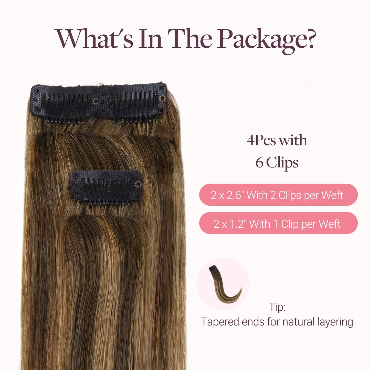 GOO GOO Scalp Hair Fill Ins, Clip in Hair Extensions, Human Hair Pieces for Women With Thinning Hair, 16/22 Light Blonde Highlighted Golden Blonde, 14inch 30g 4Pcs
