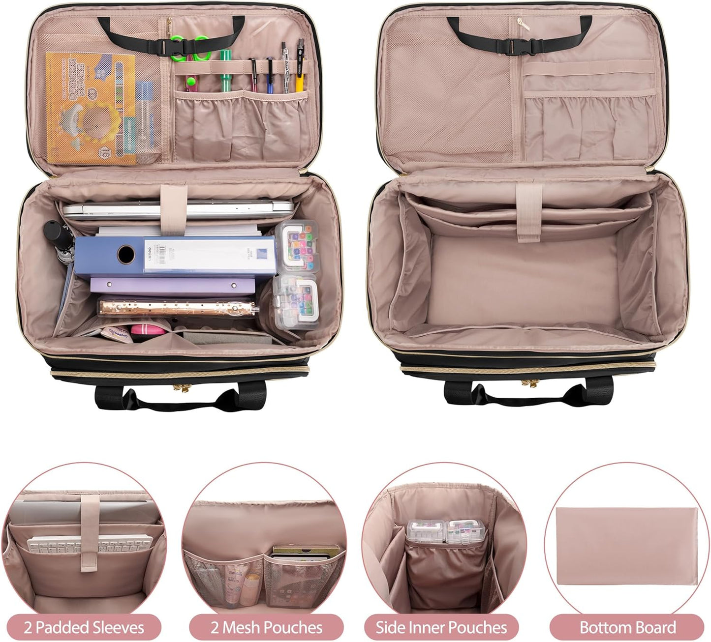 Rolling Teacher Bag with Wheels - Detachable Trolley Tote for 15.6" Laptops | Stylish & Functional
